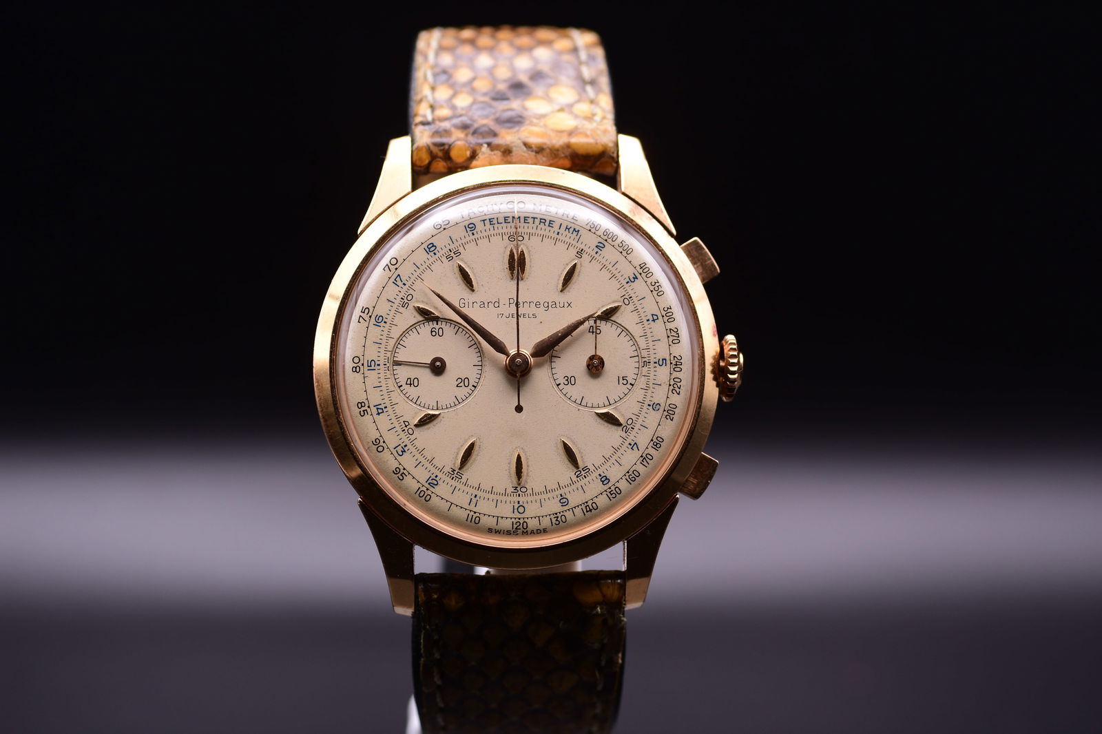 Girard-Perregaux 18K Pink Gold Chronograph with Signed Girard Perregaux Movement Supplied by Excelsi
