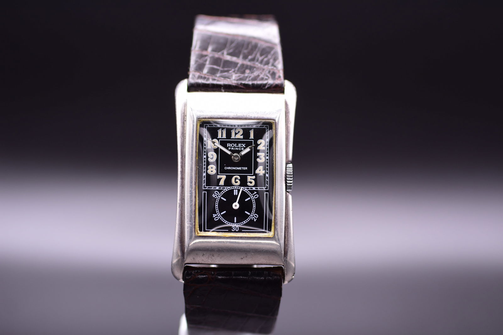 Rolex Prince Chronometer Rare Doctors Watch Sterling Silver Ref 971U: c. 1930BThis Sterling Silver vintage?Rolex 971U Prince?"Brancard" chronometer from the 1930s is a highly sought after timepiece. It features an elegant rectangular case design with signature flared si