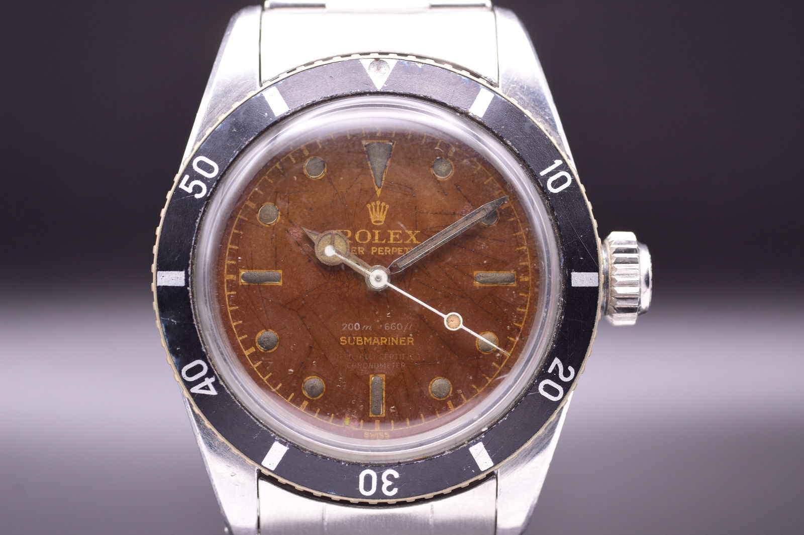 Rolex Submariner Tropical Radium Spider Dial Big Crown Extremeley Rare 'James Bond' Ref 6538 C.1957 - 4