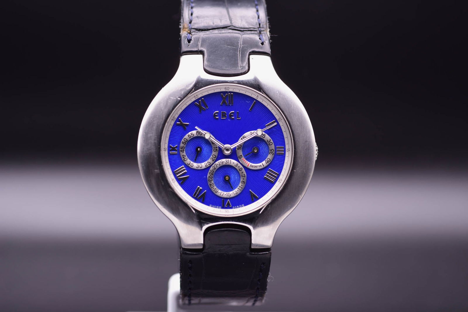 Ebel Platinum 'Lichine' Limited Production Automatic Wristwatch Blue Guilloch? Dial C.1990 Including: 1990ABA highly collectible example from the highly regarded 'Architects of Time', this fine, automatic?Ebel Lichine?gentleman's wristwatch, crafted in solid?platinum and is in superb original conditio