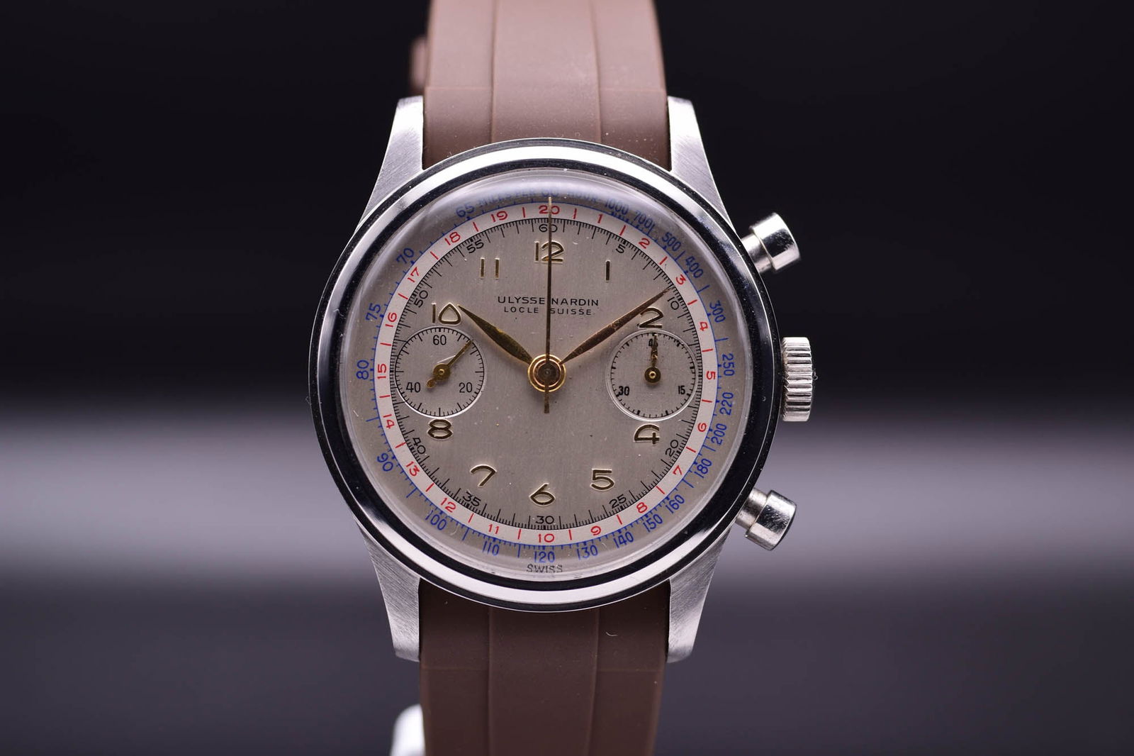 Ulysse Nardin Locle Suisse Oversize Chronograph Original Two-Tone Dial C.1945 Men's Wristwatch Valjo (1 of 5)