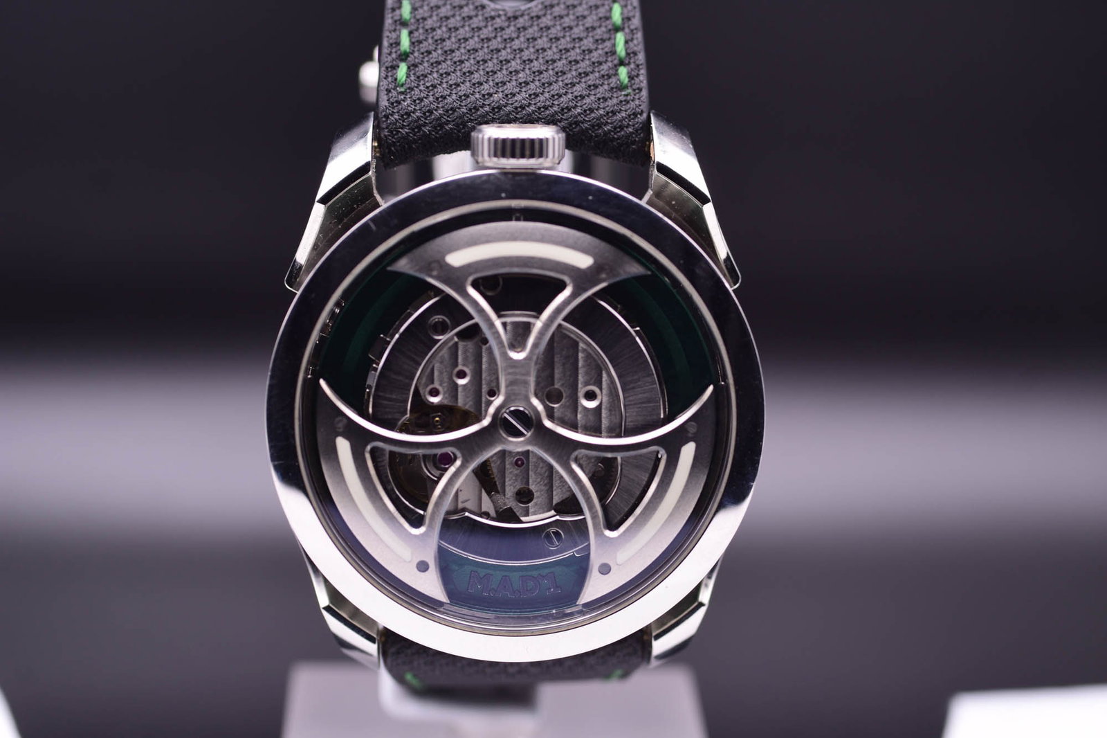 M.A.D. Editions M.A.D. 1 GREEN "LUCKY CLOVER" Edition Semi-Skeletonised Automatic Wristwatch: C.2023APresenting a highly sought-after M.A.D. 1 Green "Lucky Clover" edition timepiece by M.A.D. Editions, the sister brand to the horological innovators MB&F. Crafted in a robust 42mm stainless stee