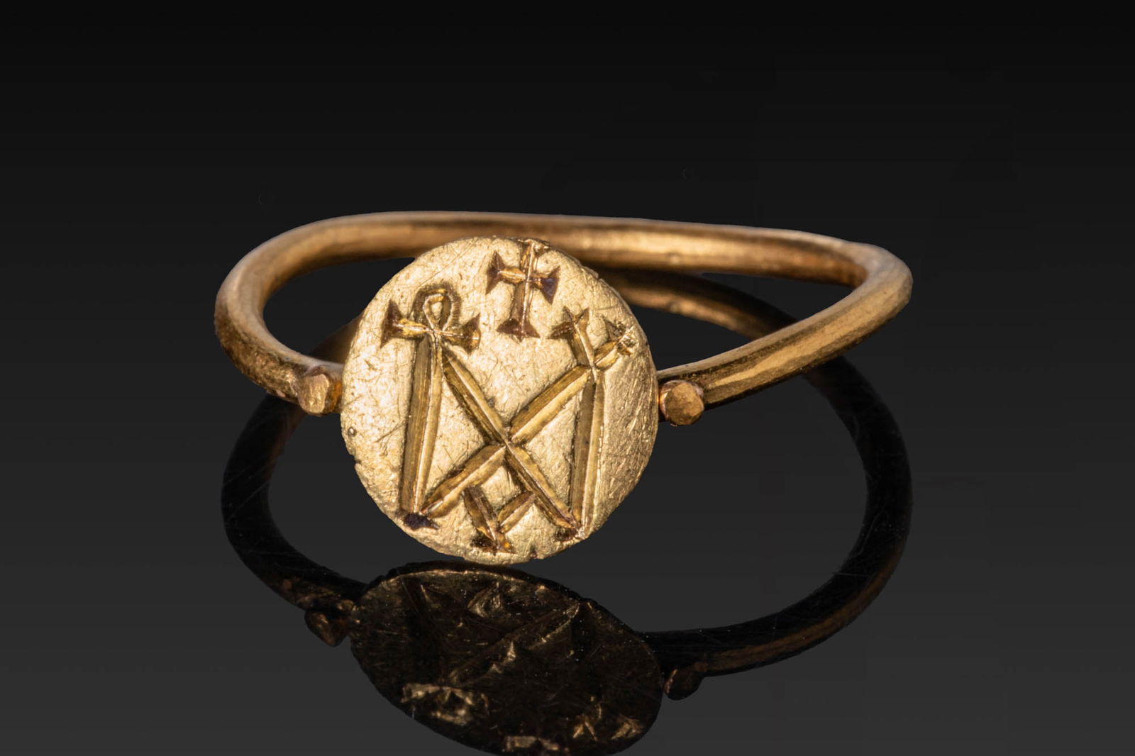 BYZANTINE HIGH KARAT GOLD CROSS WITH MONOGRAM (1 of 4)