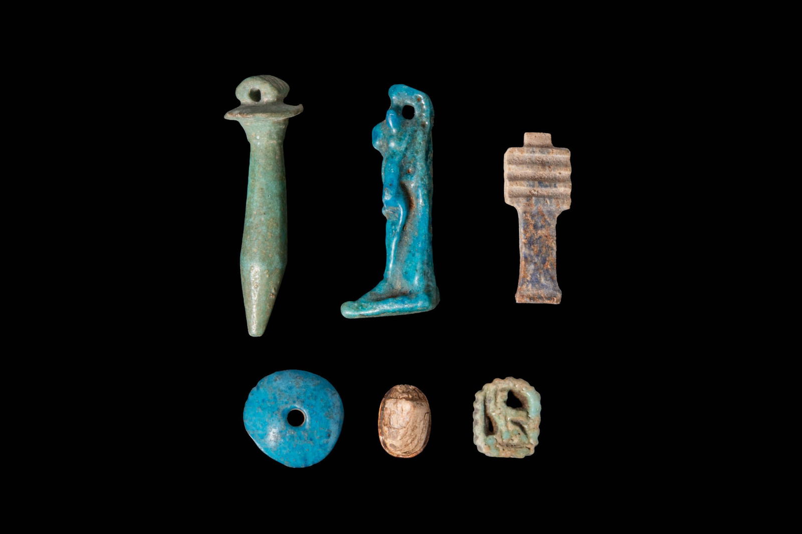 COLLECTION OF EGYPTIAN FAIENCE AND STONE AMULETS (1 of 3)