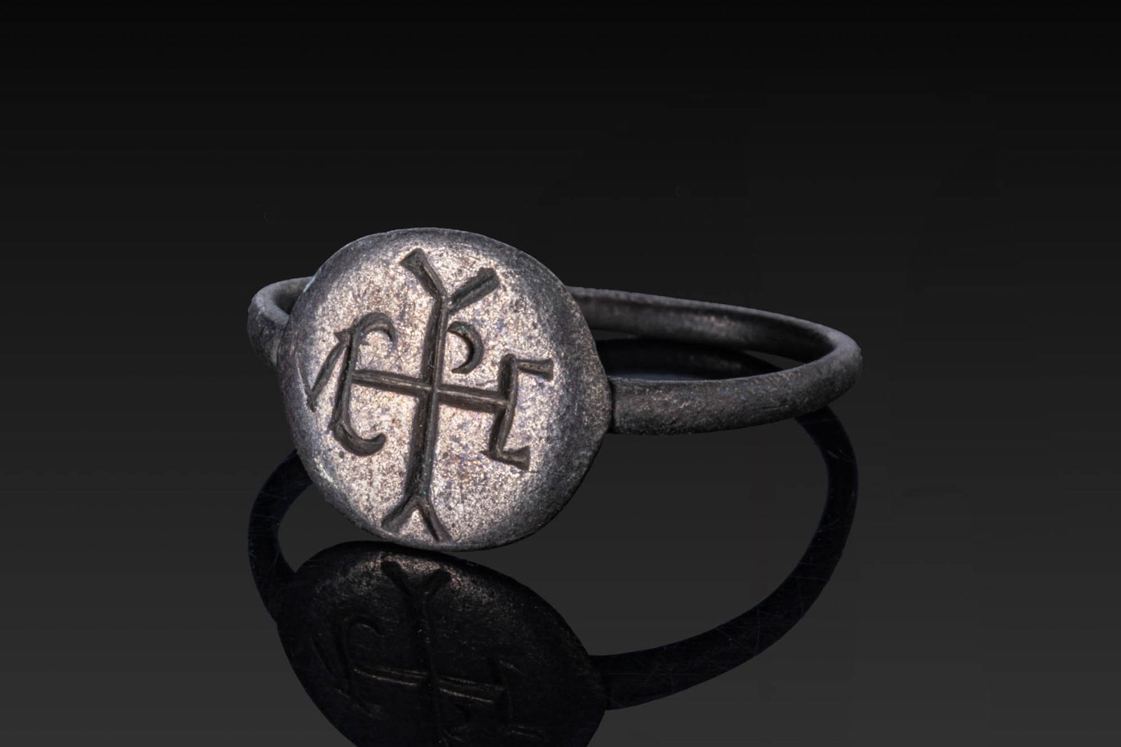 MEROVINGIAN SILVER RING WITH MONOGRAM (1 of 3)