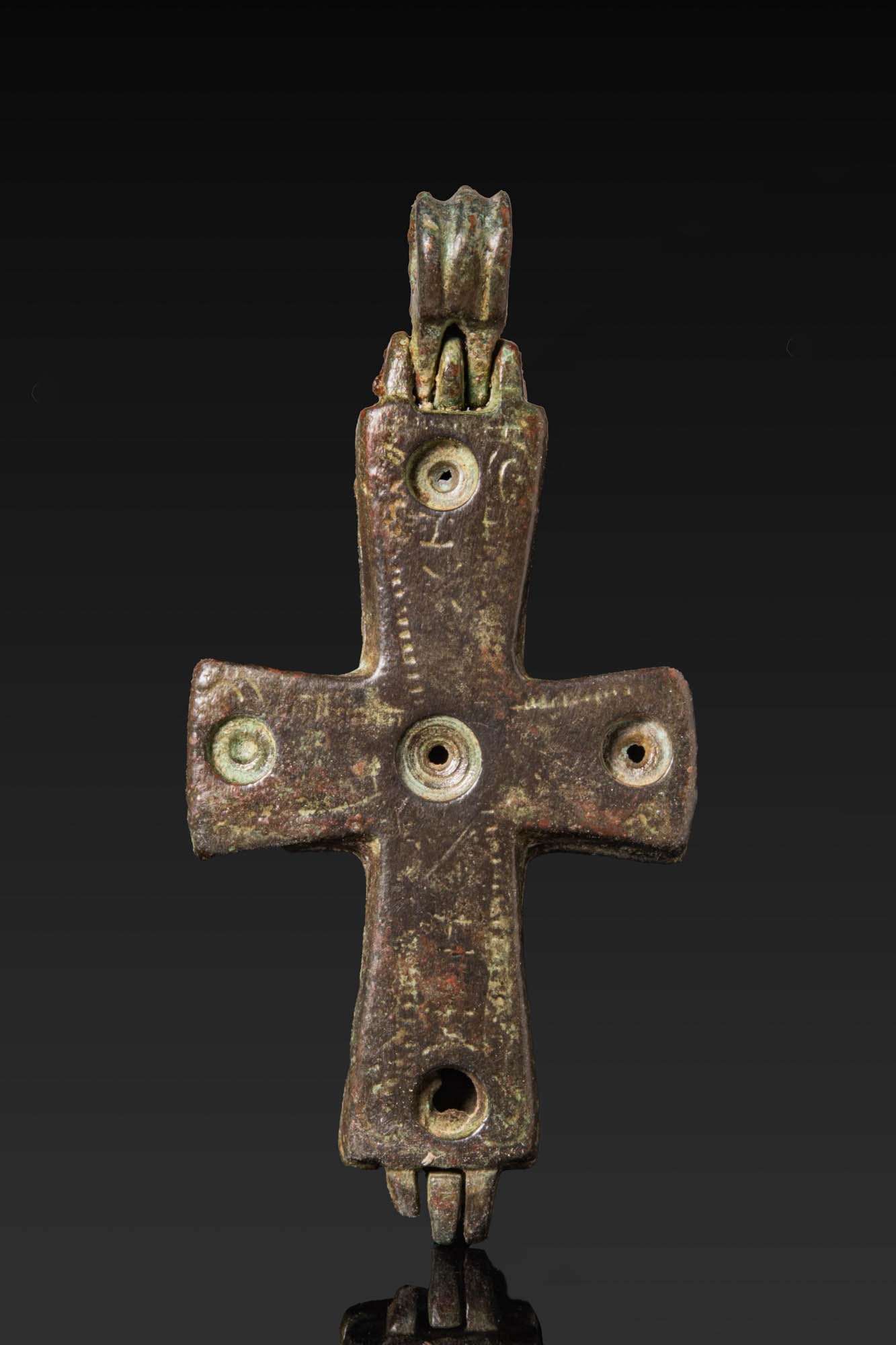 BYZANTINE BRONZE RELIQUARY CROSS (1 of 3)