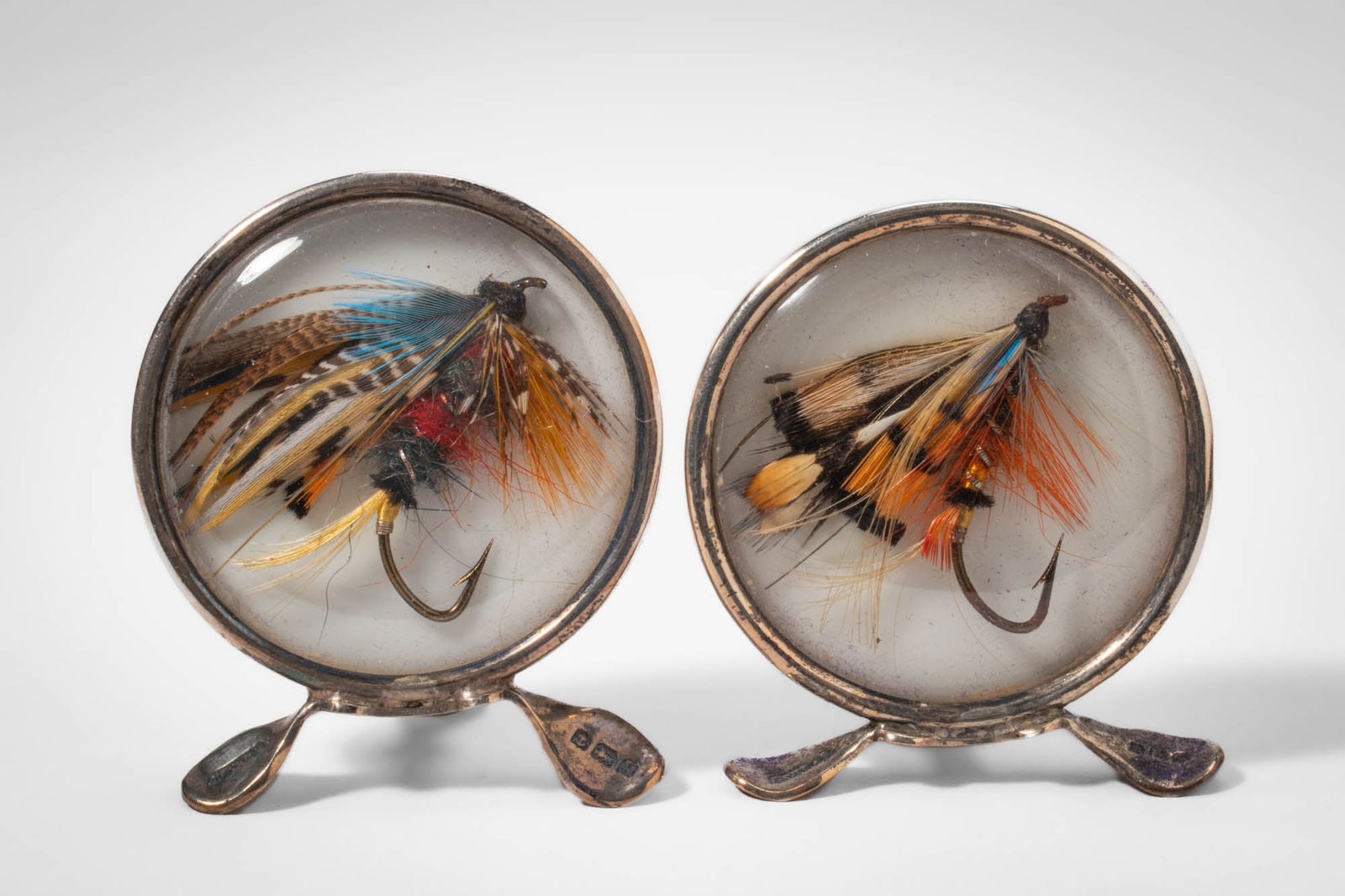 MATCHED SET OF FOUR EDWARDIAN SILVER NOVELTY MENU CARD HOLDERS (GREY & CO) - 4