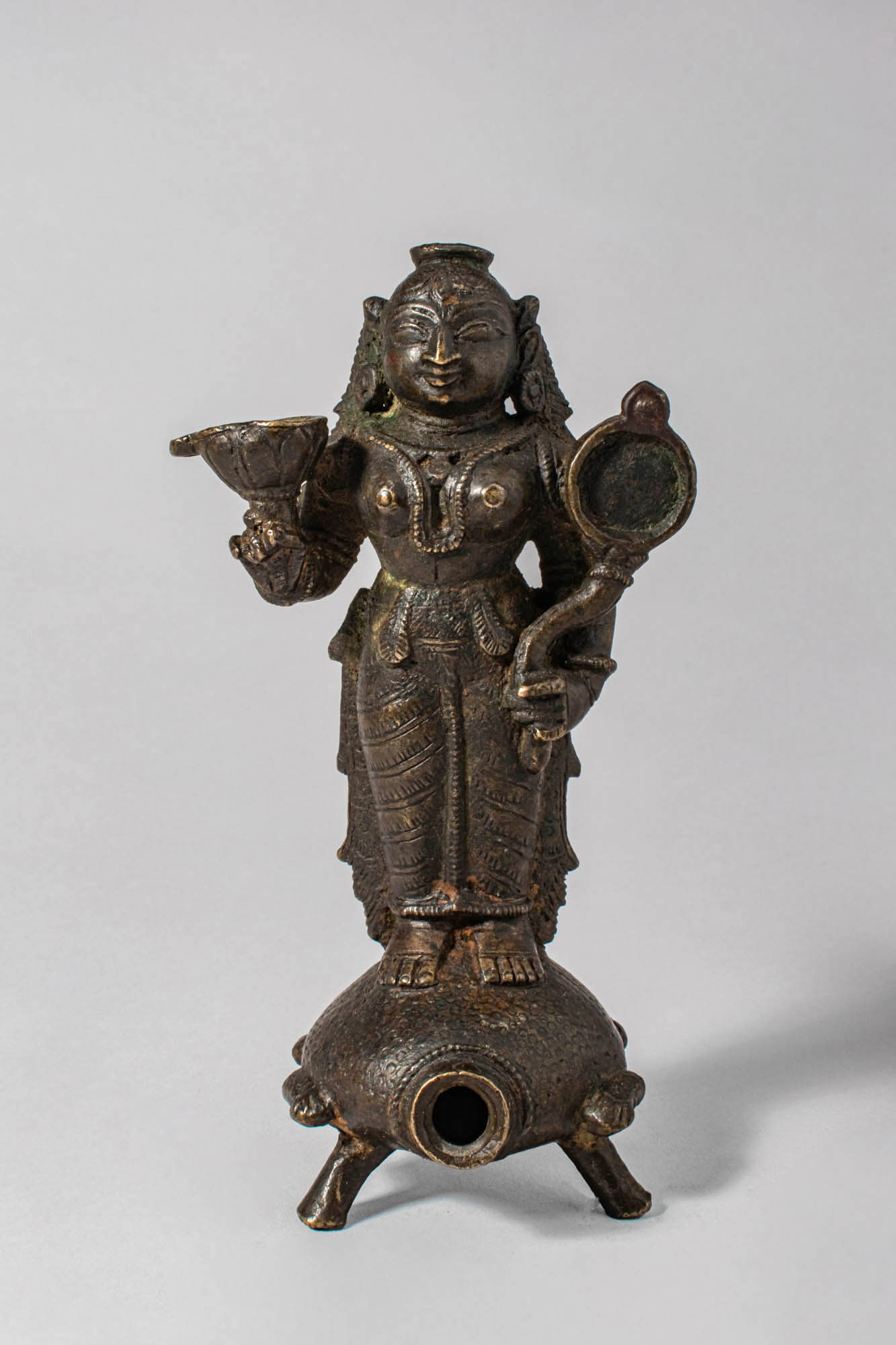 INDIAN BRONZE LAMP WITH LAKSHMI (1 of 6)