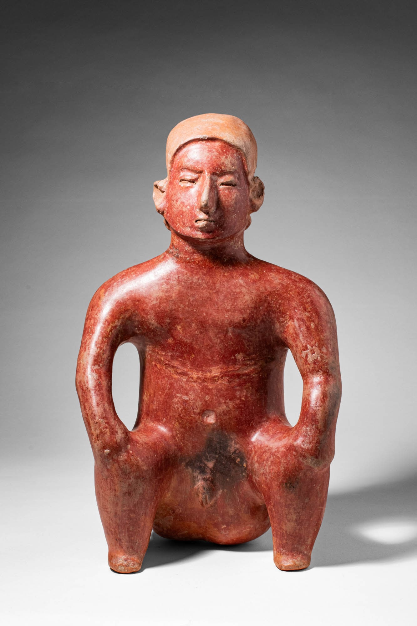 TALL COLIMA POTTERY SEATED NUDE FEMALE FIGURE (1 of 9)