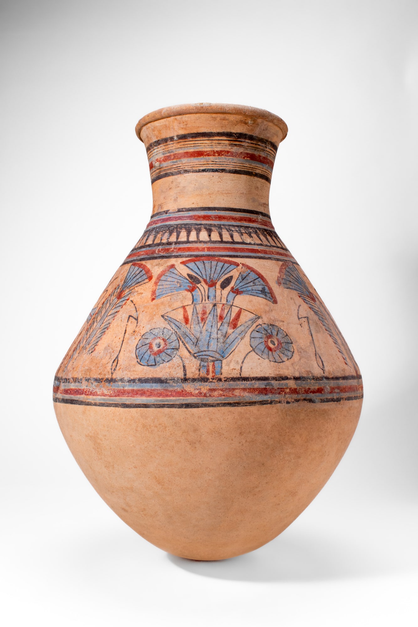 EGYPTIAN TERRACOTTA JAR WITH NILOTHIC PLANTS, ANKHS AND WAS SCEPTRES (1 of 6)