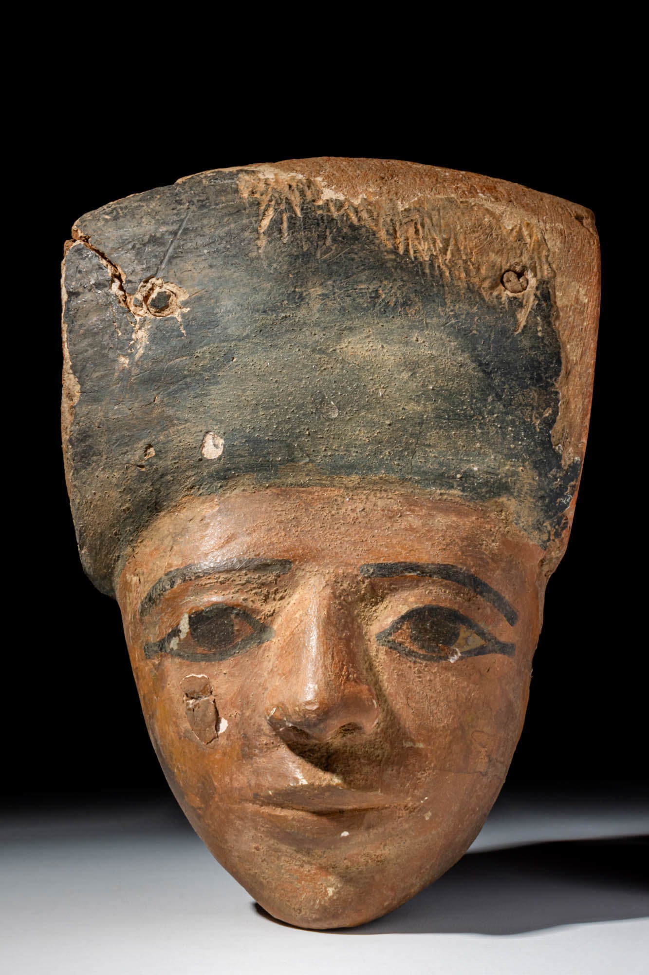 EGYPTIAN PAINTED WOODEN SARCOPHAGUS MASK (1 of 4)