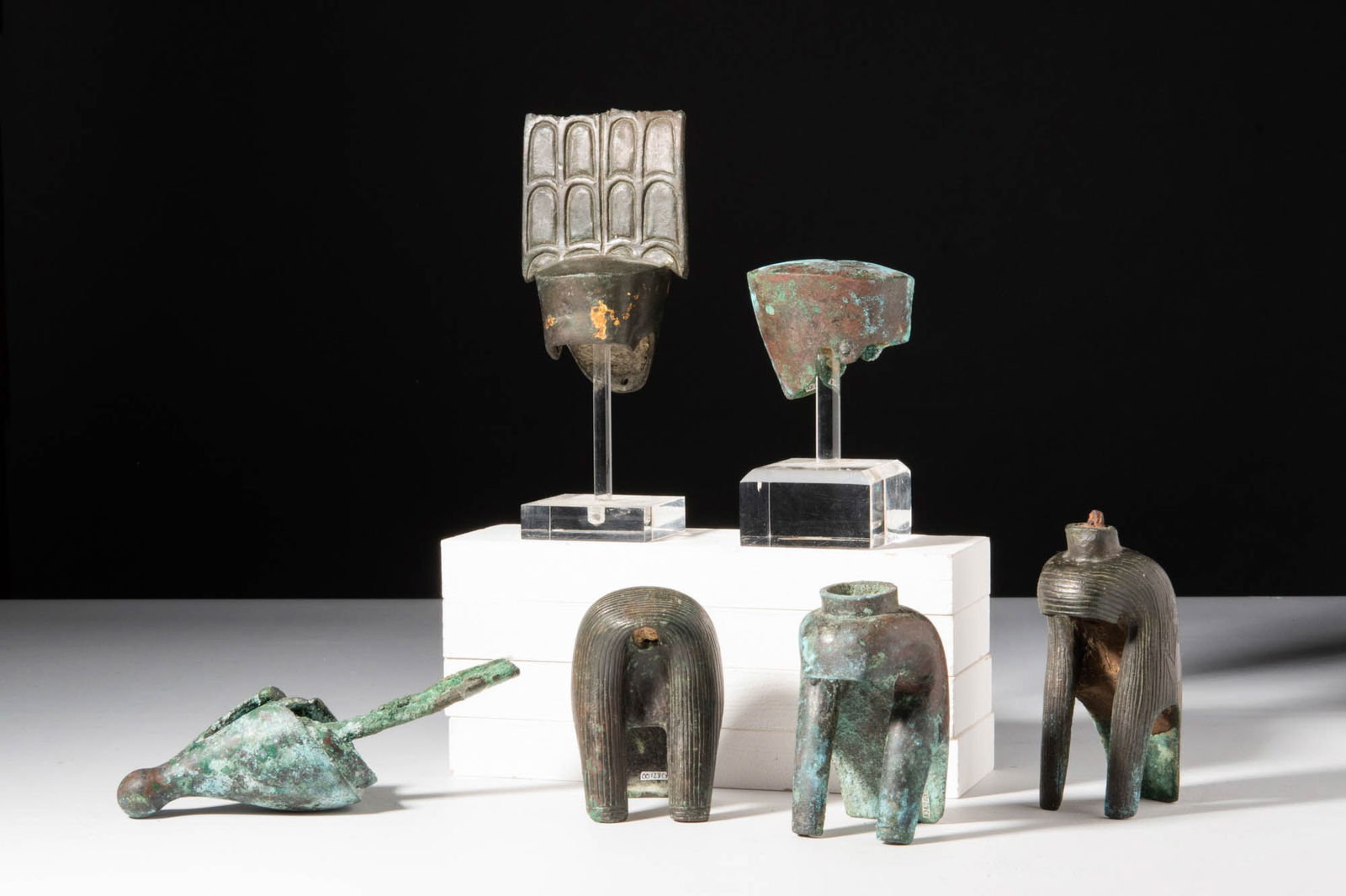 EGYPTIAN BRONZE HEADDRESS AND CROWN GROUP (1 of 3)