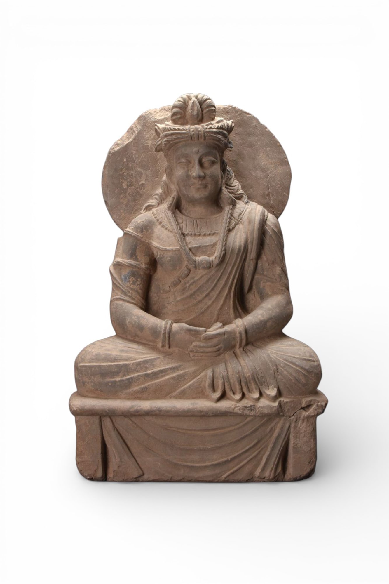 GANDHARAN SCHIST SEATED BODHISATTVA MAITREYA (1 of 5)