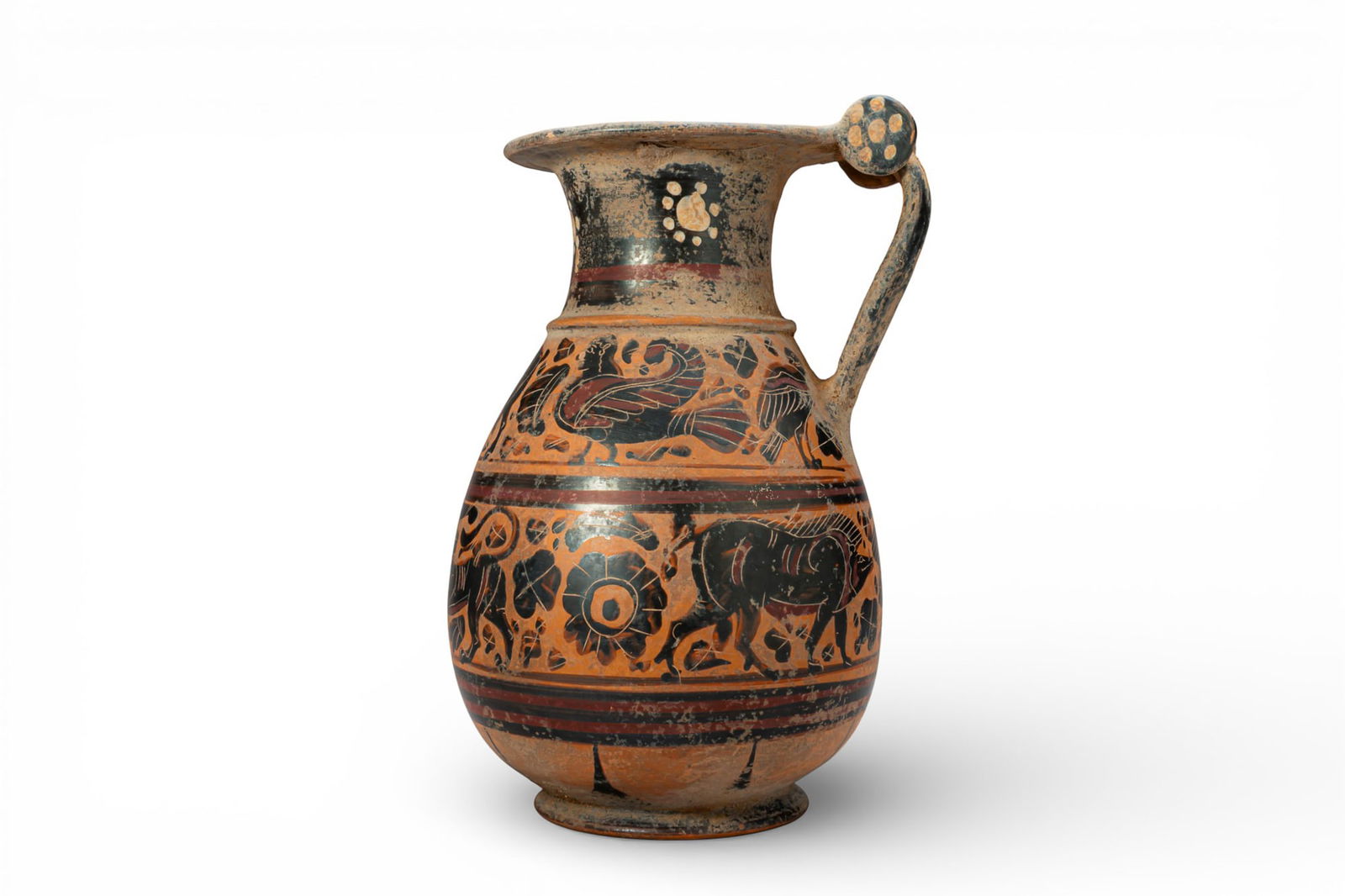 ETRUSCO-CORINTHIAN TERRACOTTA OLPE WITH WILD ANIMALS (1 of 6)