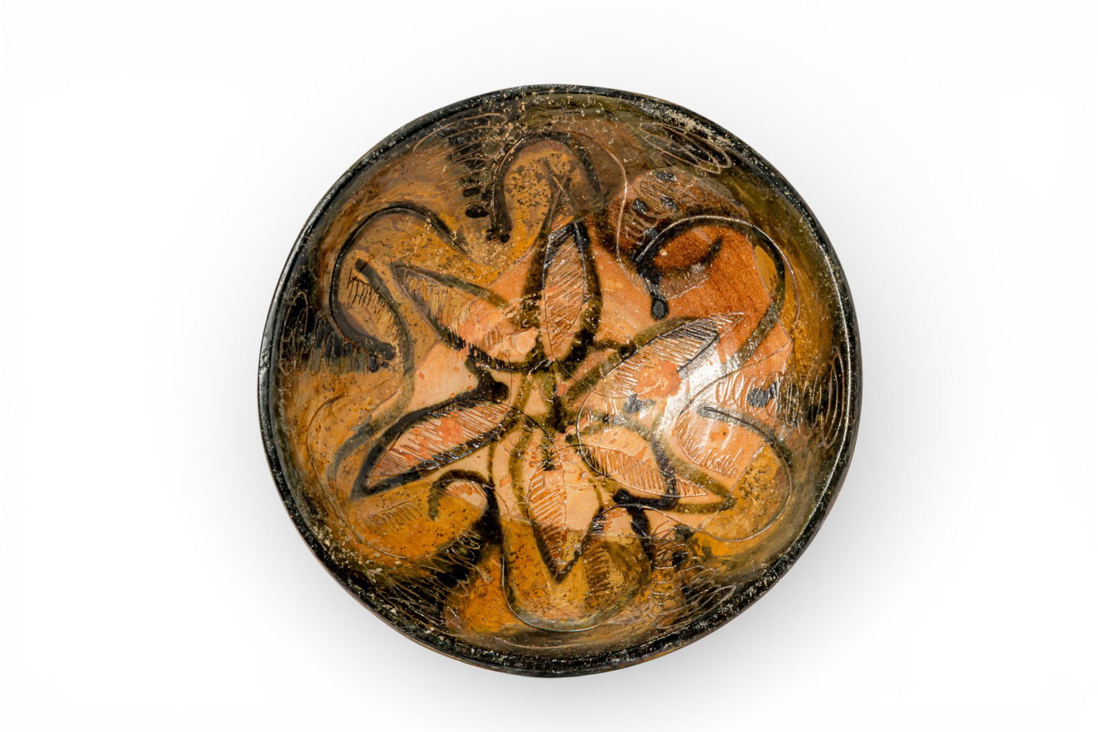 BYZANTINE SGRAFFITO WARE BOWL WITH FLOWER MOTIF - EX ASHMOLEAN MUSEUM (1 of 8)