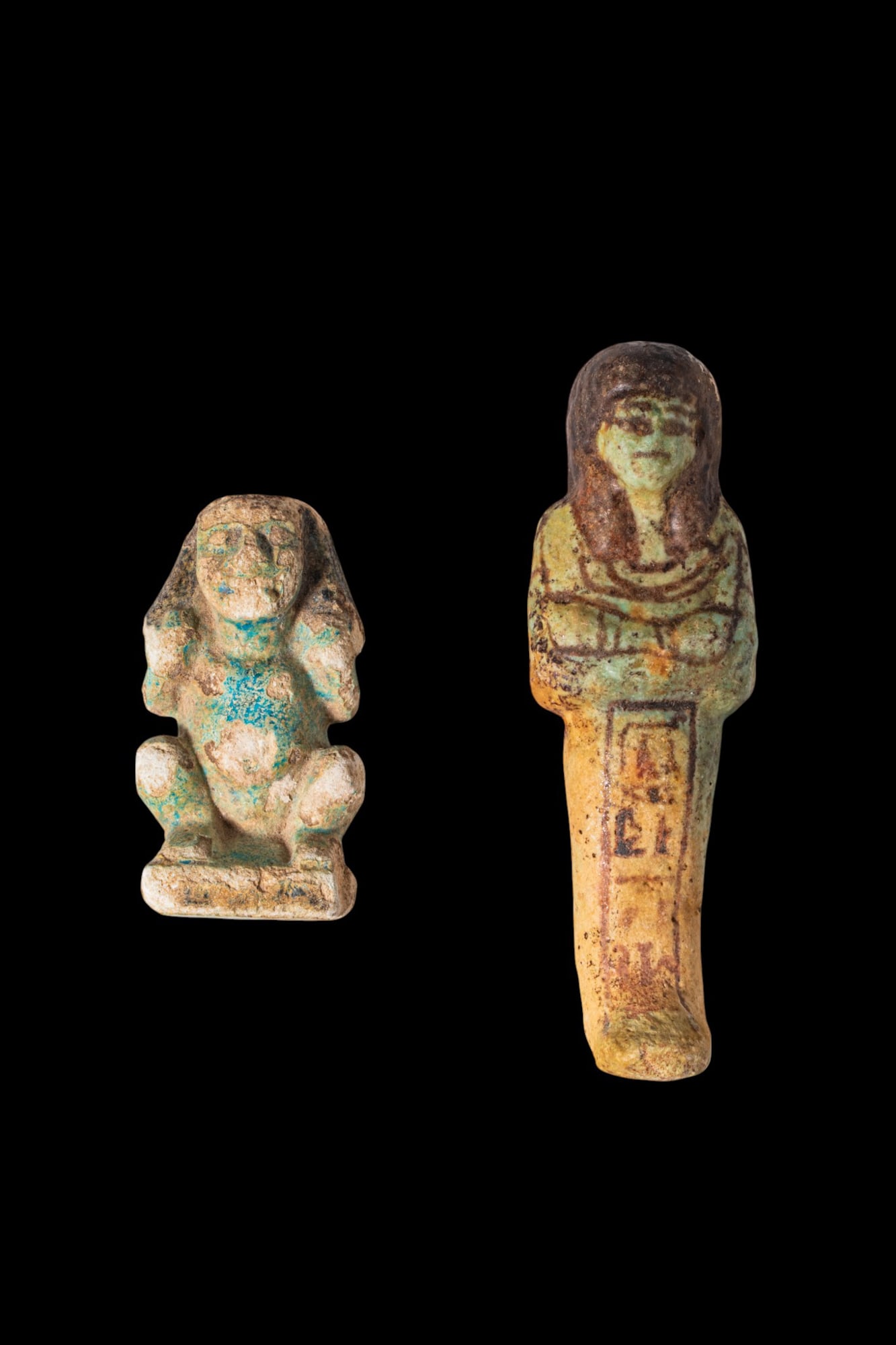 PAIR OF EGYPTIAN FAIENCE FIGURINES (1 of 3)