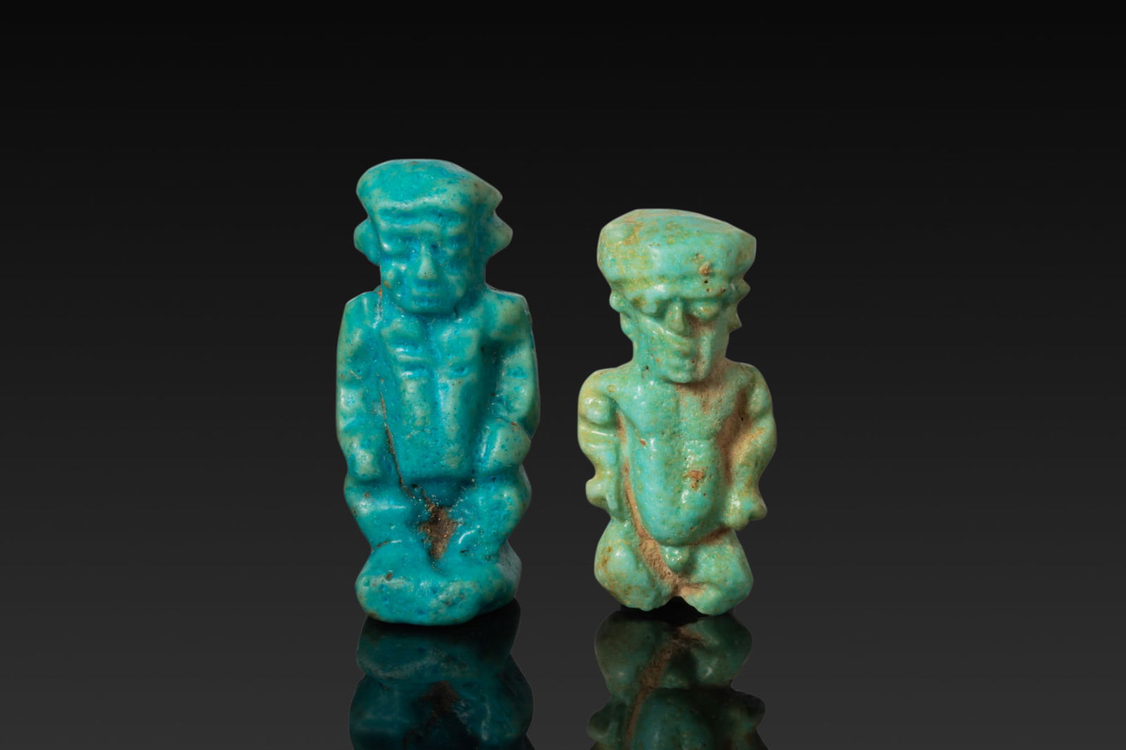 PAIR OF EGYPTIAN FAIENCE AMULETS OF PATAIKOS (1 of 4)