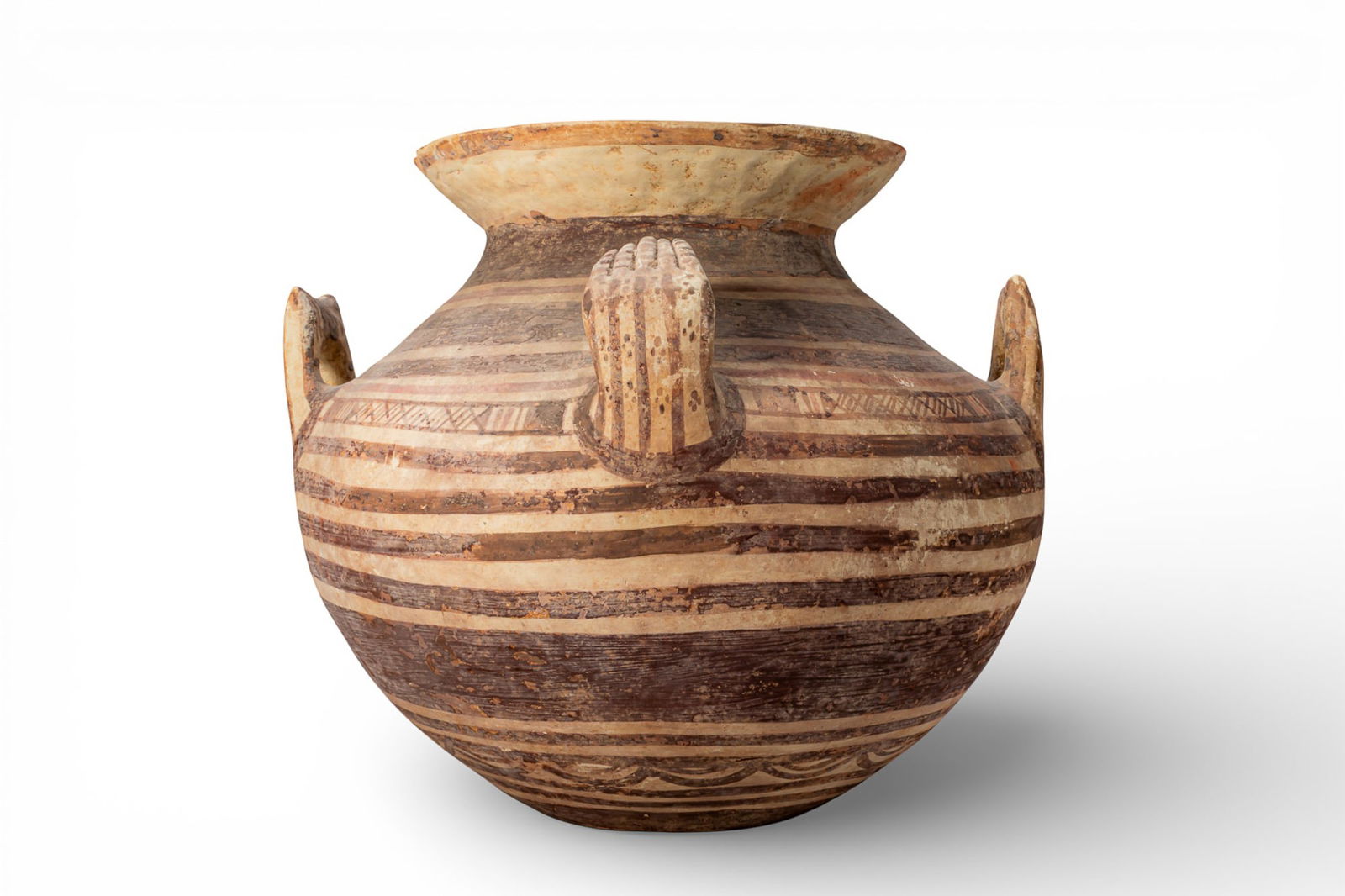 DAUNIAN BICHROME KRATER WITH GEOMETRIC DECORATION (1 of 6)