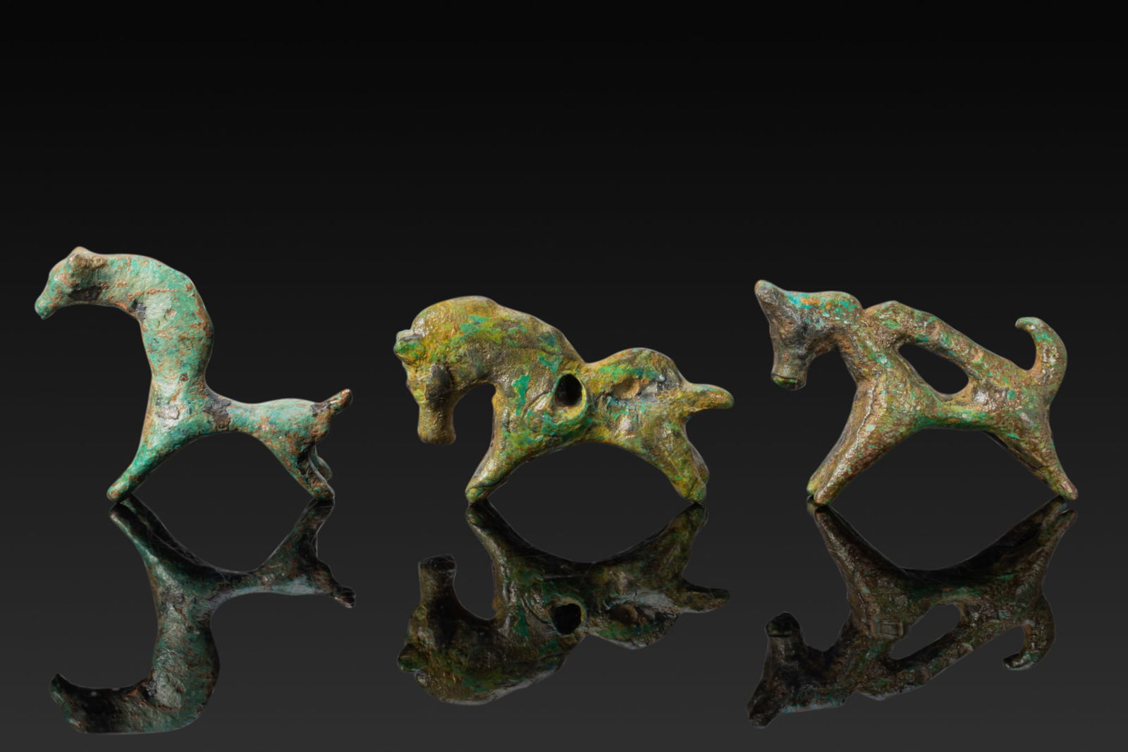 COLLECTION OF GREEK PERIOD BRONZE HORSE FIGURINES (1 of 5)