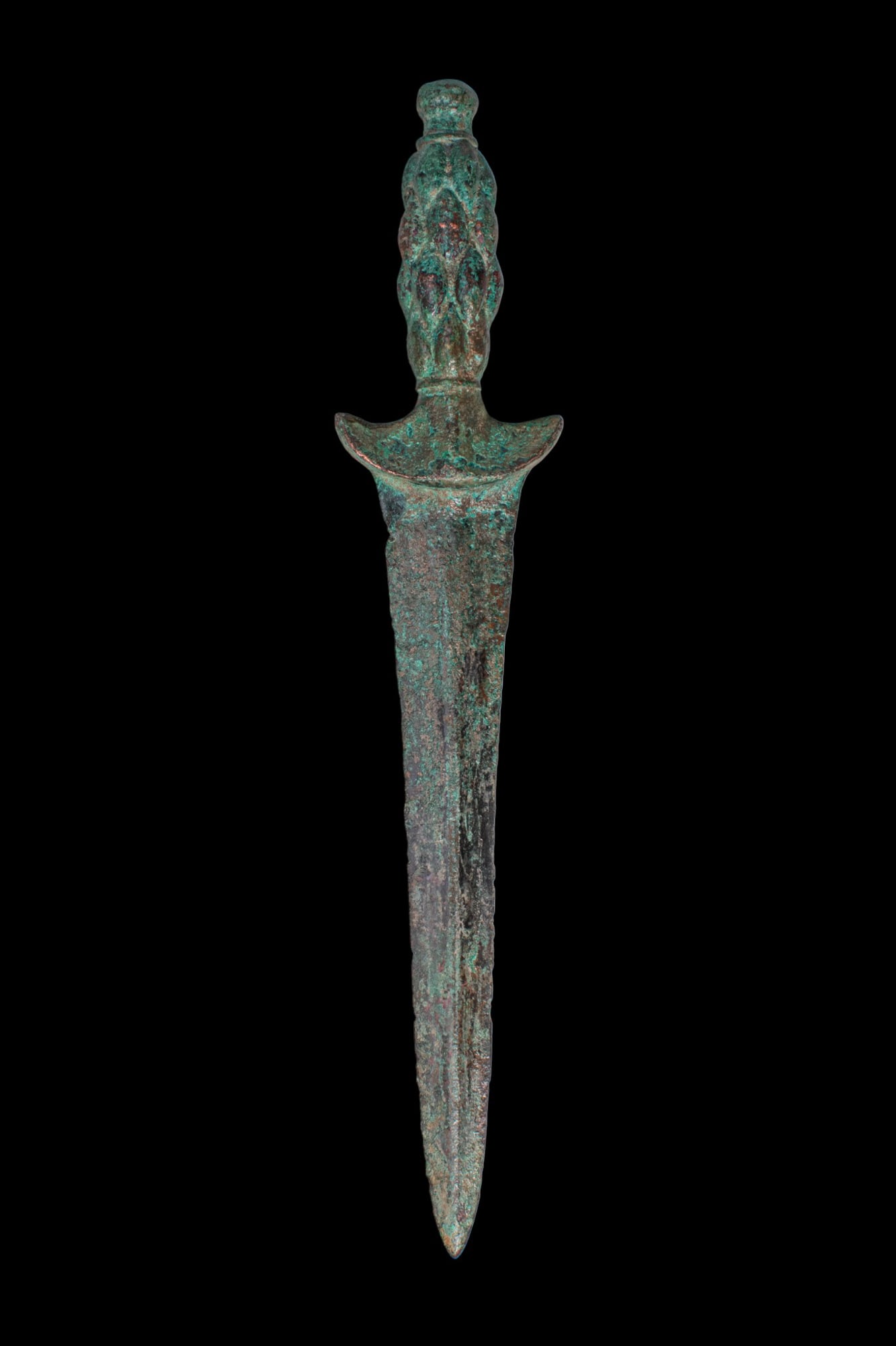 BRONZE AGE BRONZE DAGGER WITH DECORATED HANDLE (1 of 3)