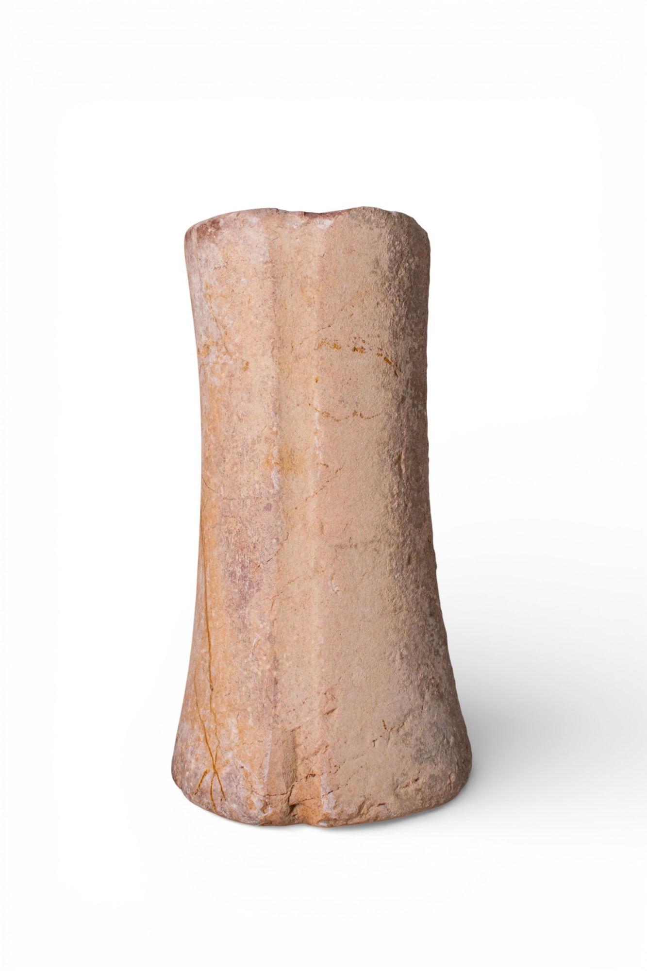 MASSIVE BACTRIAN STONE IDOL: Ca. 2200 - 1800 BC. A stone idol carved as a column, slightly waisted and widening towards the flat terminals, encircled by a single shallow groove. For similar see: Christie's, Live Auction 1446, Ant