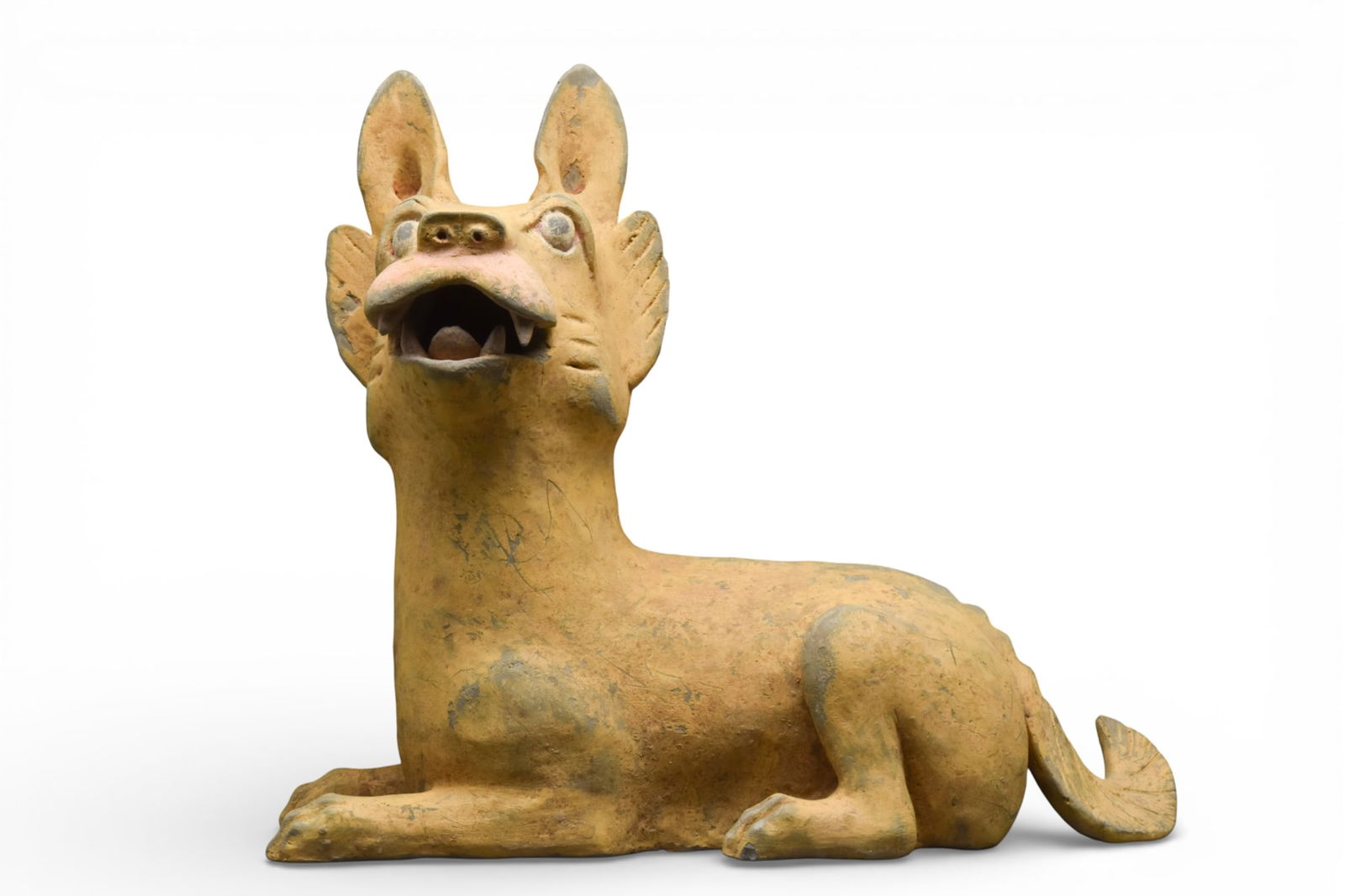 CHINESE HAN DYNASTY TERRACOTTA FIGURE OF A RECUMBENT DOG - TL TESTED (1 of 5)