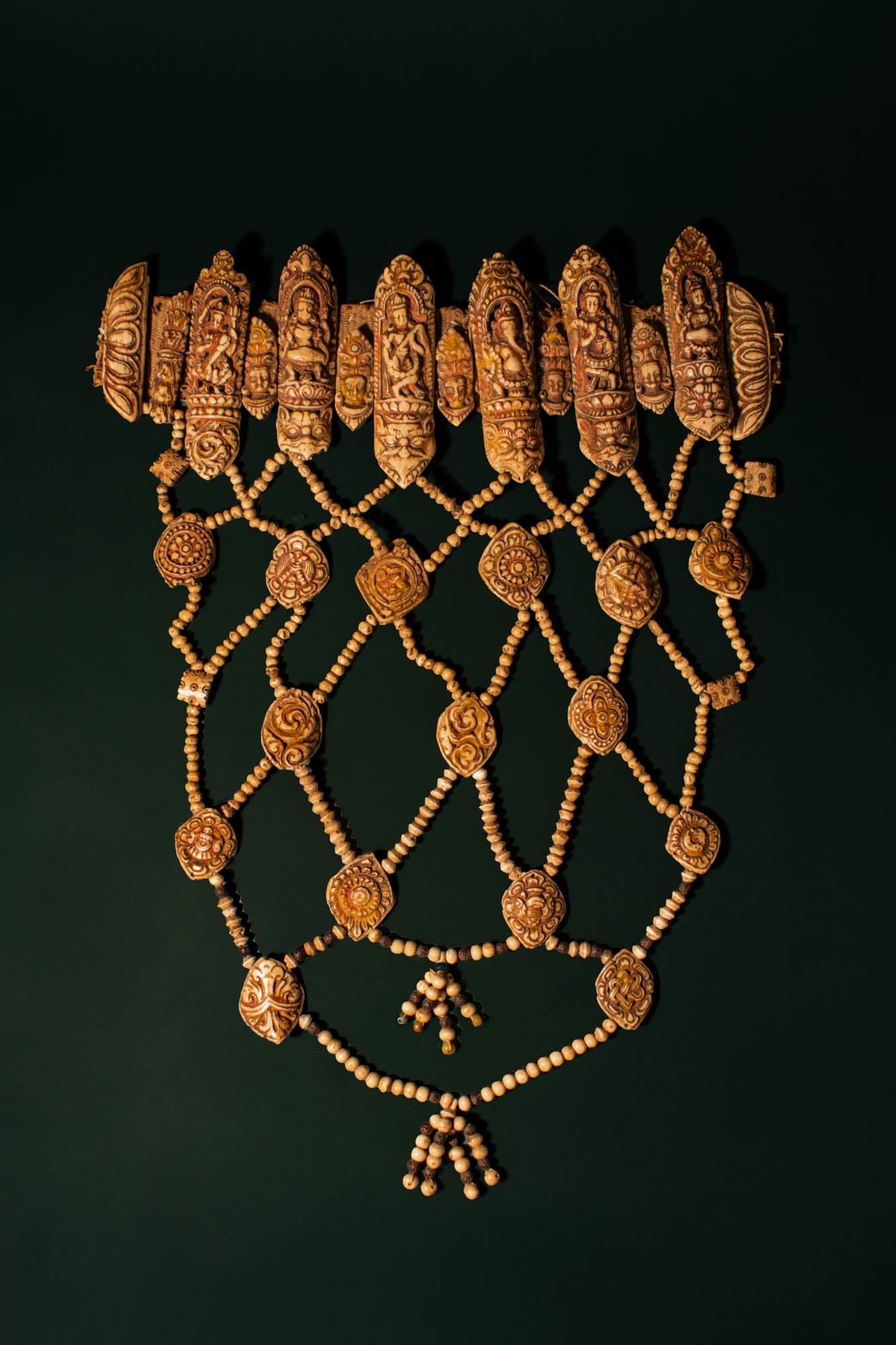 STUNNING SET OF NEPALESE BONE APRON WITH CARVINGS OF GANESHA AND DANCING DAKINI (1 of 5)