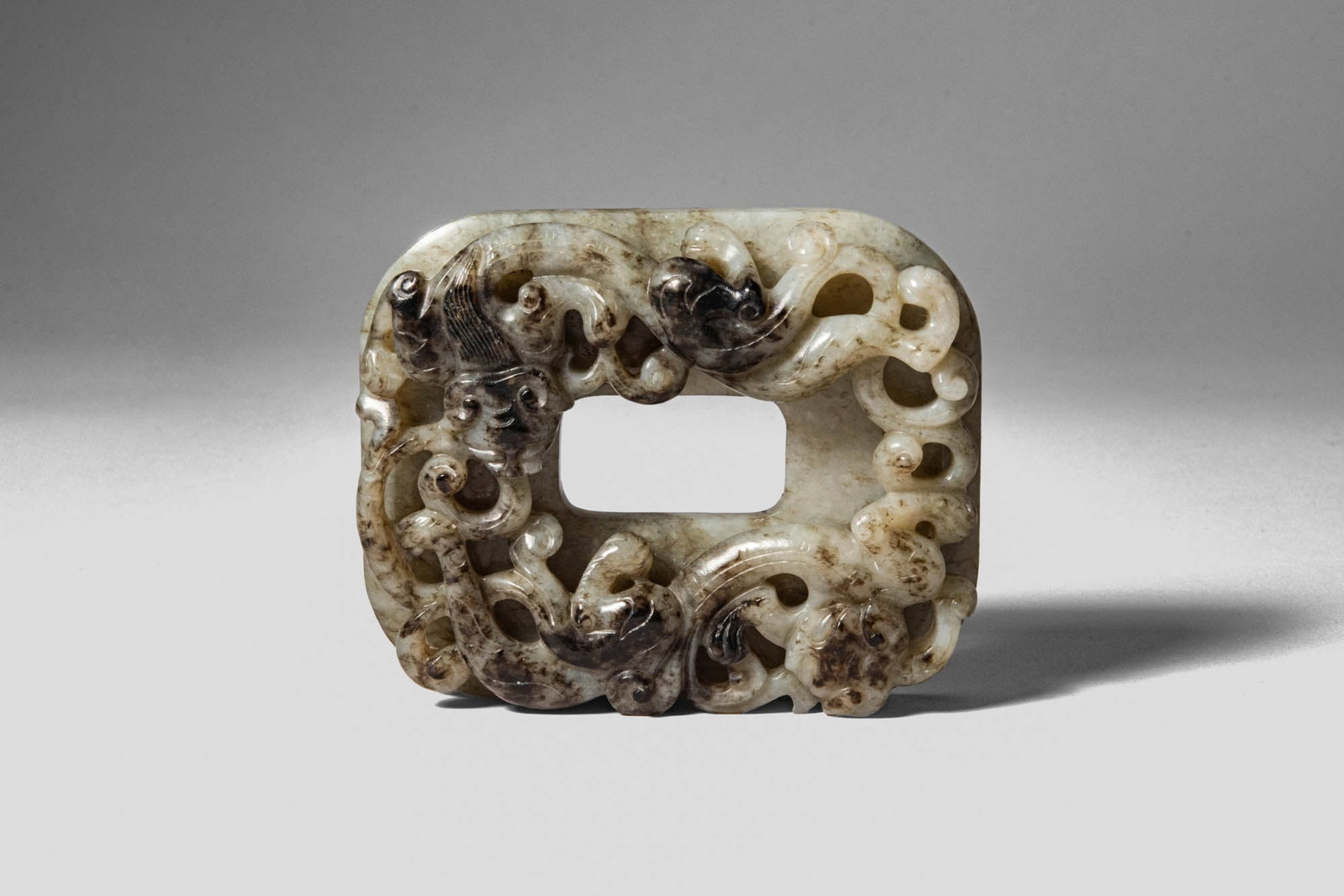 CHINESE JADE FANG BI PLAQUE WITH DRAGONS (1 of 5)