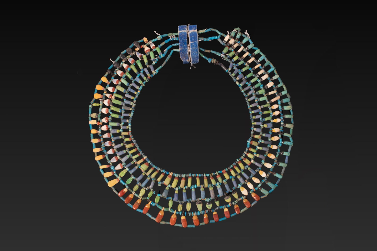 EGYPTIAN FAIENCE BROAD COLLAR WITH LEAVES, PETALS AND FRUIT (1 of 4)
