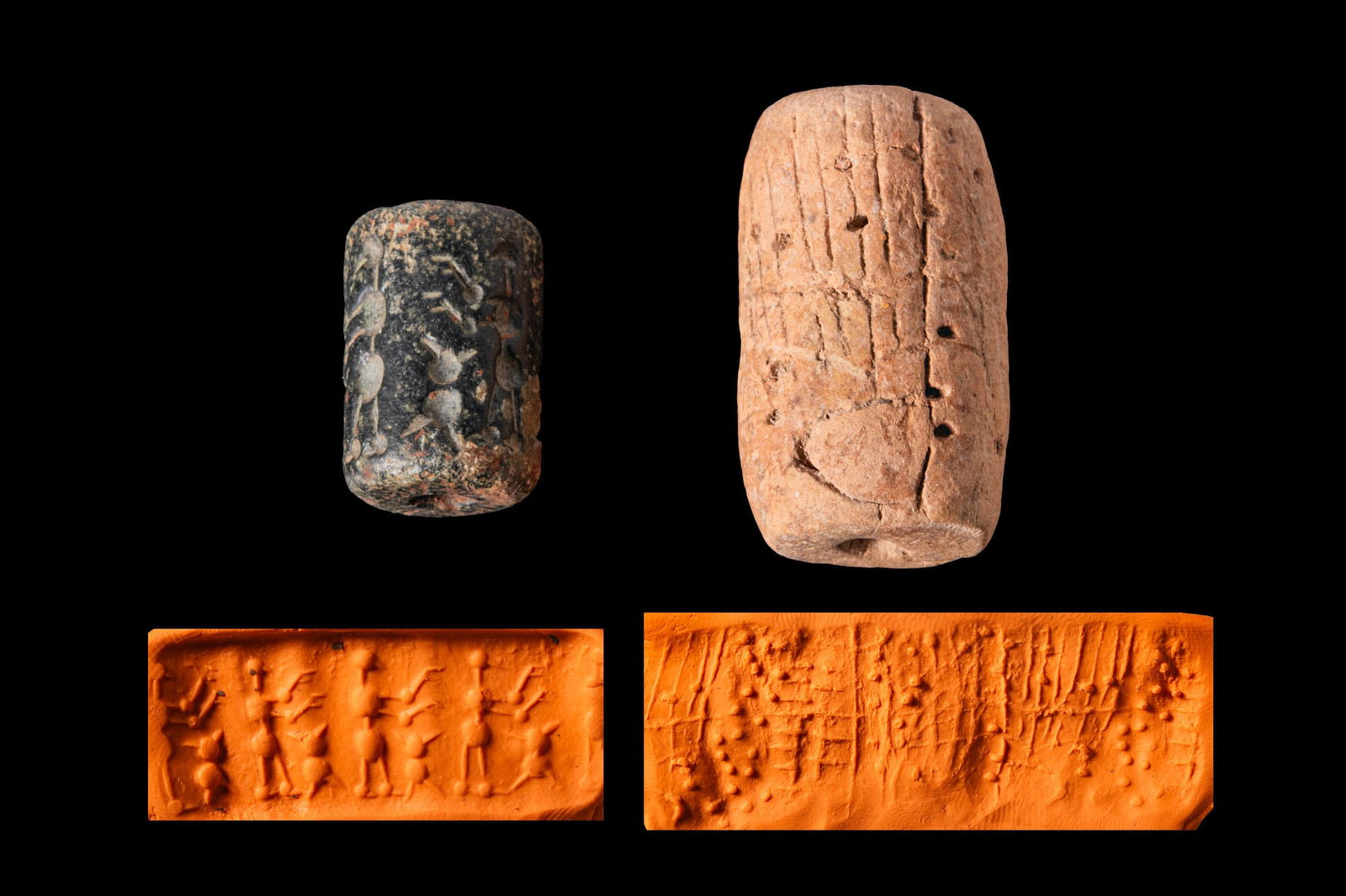 PAIR OF CYPRO-CANAANITE AND LEVANTINE STONE CYLINDER SEALS (1 of 6)