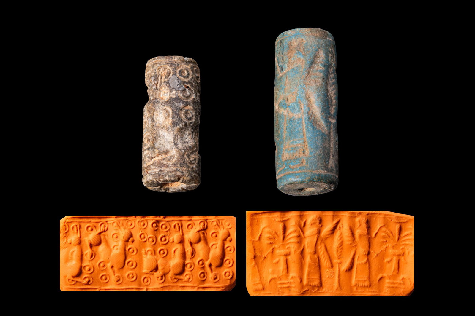 PAIR OF MESOPOTAMIAN AND AN EARLY NEO-ASSYRIAN STONE CYLINDER SEALS (1 of 6)