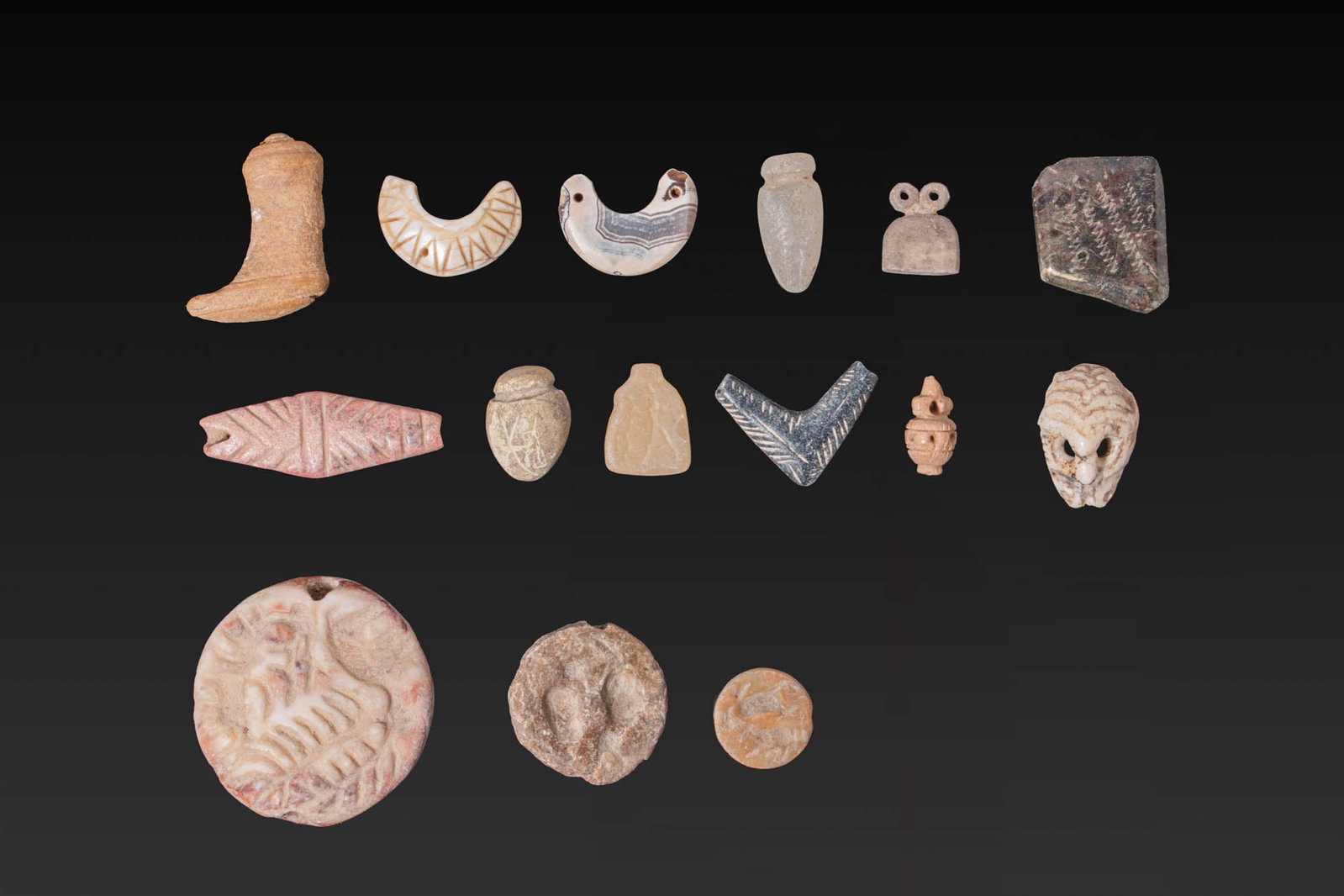 COLLECTION OF MESOPOTAMIAN STONE AND SHELL AMULETS, BEADS, AND STAMP SEALS - ORIGINAL LAMBERT REPORT (1 of 7)