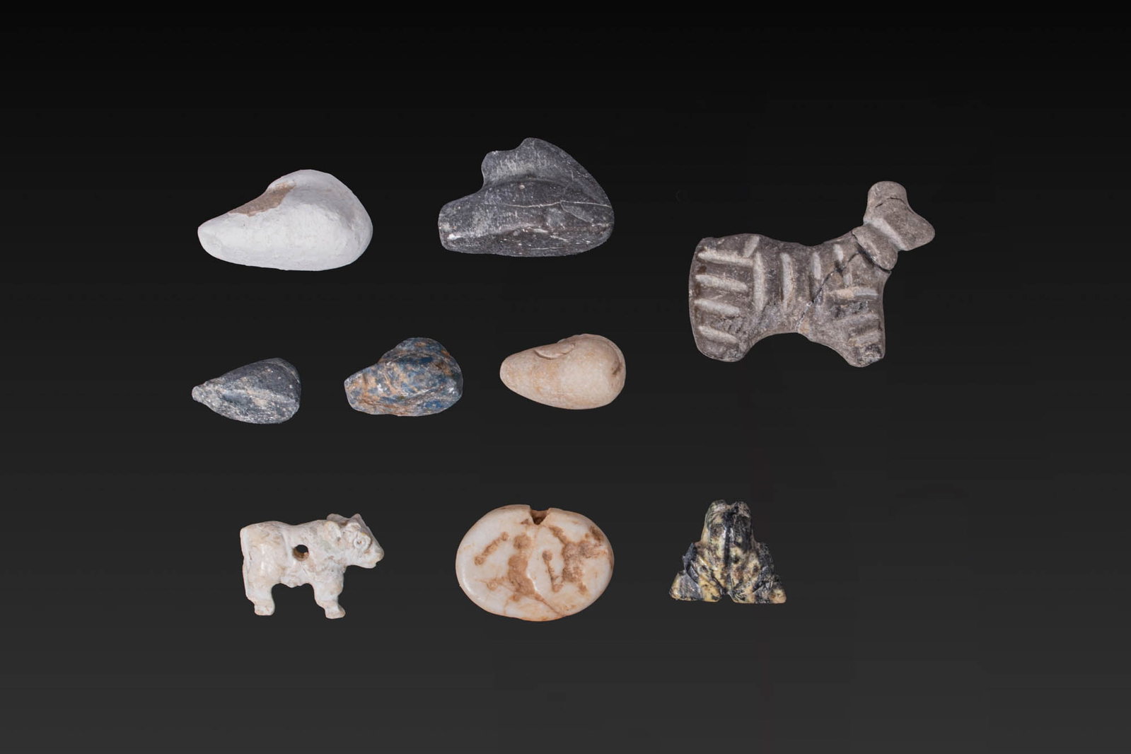 COLLECTION OF MESOPOTAMIAN STONE ANIMAL AMULETS, DUCK WEIGHTS, AND A STAMP SEAL - ORIGINAL LAMBERT R (1 of 7)