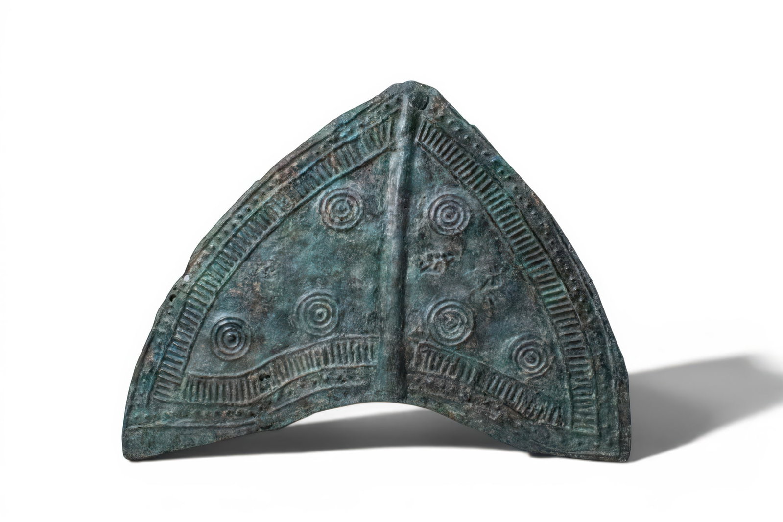 RARE ETRUSCAN BRONZE HELMET CREST WITH GEOMETRIC DECORATION (1 of 4)