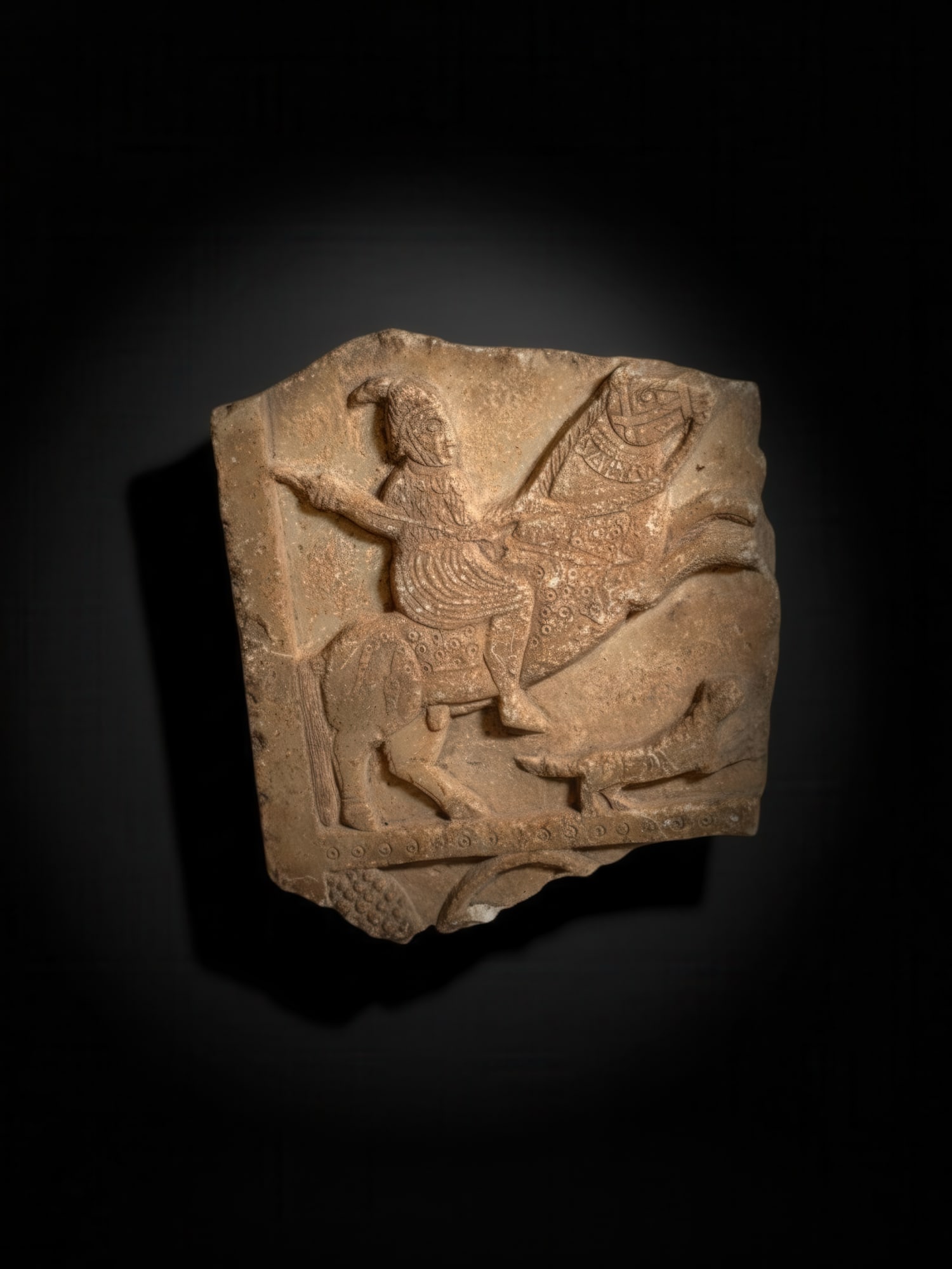 SASANIAN ALABASTER RELIEF PANEL WITH HUNTING SCENE (1 of 3)