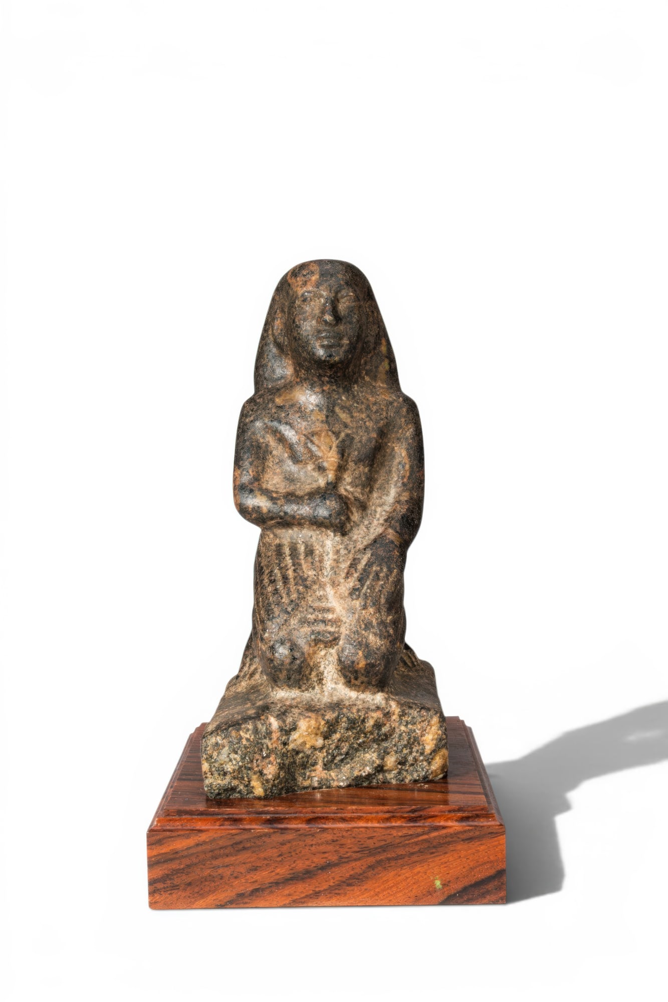EGYPTIAN (or later) GRANITE KNEELING MALE FIGURE HOLDING A LOTUS FLOWER (1 of 5)