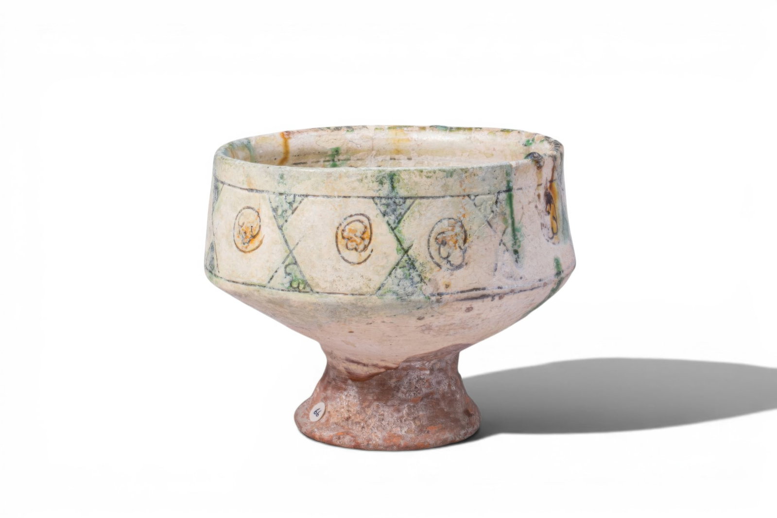 BYZANTINE GLAZED TERRACOTTA FOOTED BOWL WITH CENTRAL FLORAL MOTIF - EX ASHMOLEAN MUSEUM COLLECTION (1 of 6)