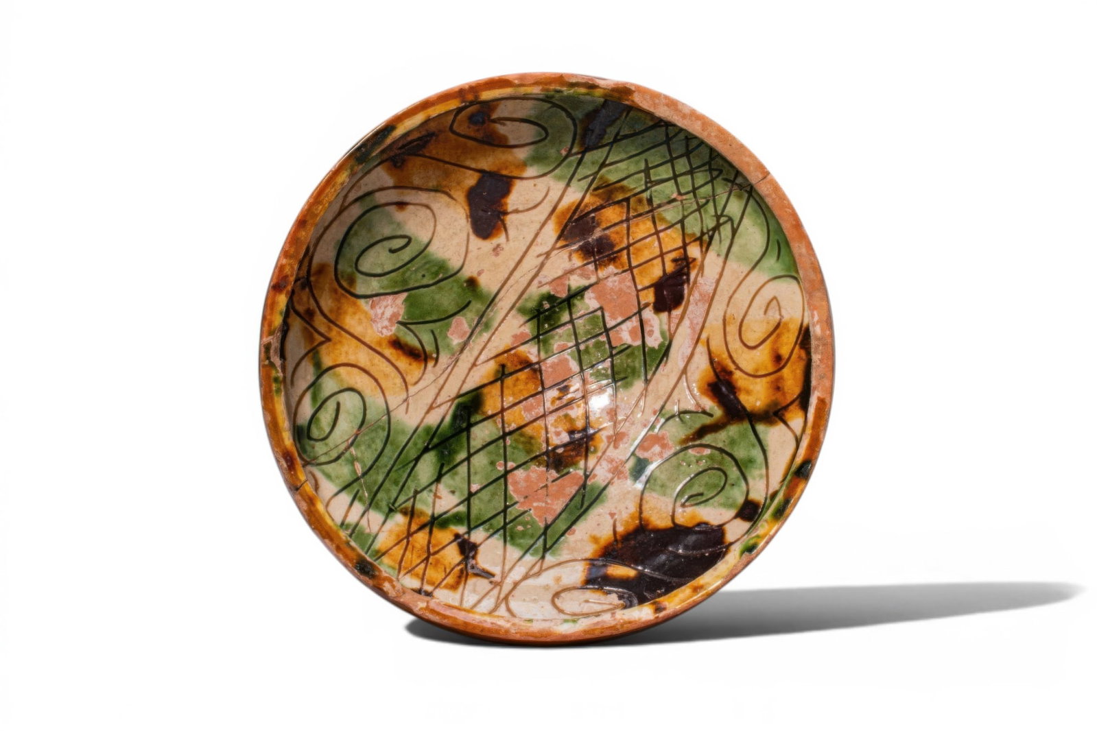 BYZANTINE GLAZED TERRACOTTA BOWL WITH GEOMETRIC MOTIFS - EX ASHMOLEAN MUSEUM COLLECTION (1 of 6)