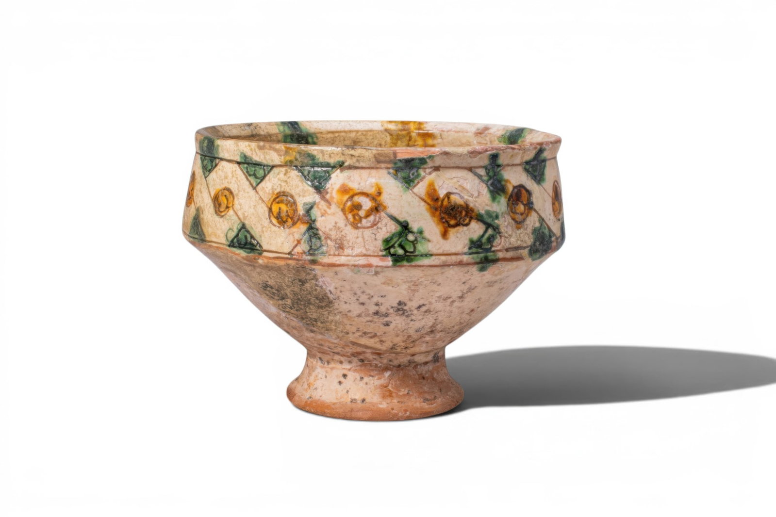 BYZANTINE GLAZED TERRACOTTA FOOTED BOWL WITH GEOMETRIC MOTIFS - EX ASHMOLEAN MUSEUM COLLECTION (1 of 6)