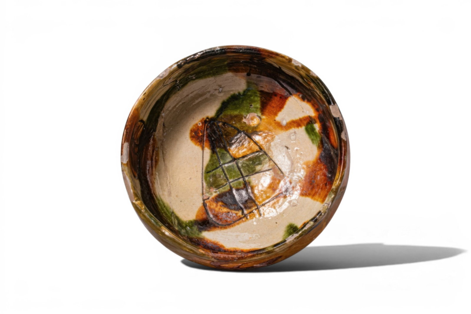 BYZANTINE GLAZED TERRACOTTA FOOTED BOWL WITH CENTRAL SHIELD - EX ASHMOLEAN MUSEUM COLLECTION (1 of 6)