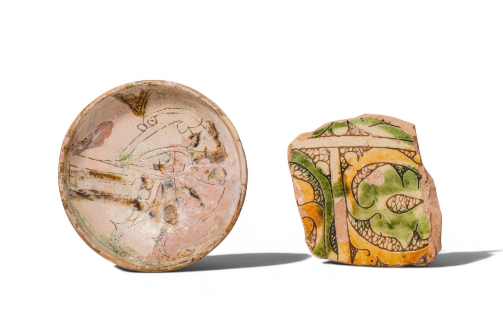 PAIR OF BYZANTINE GLAZED TERRACOTTA BOWLS WITH CENTRAL MOTIFS - EX ASHMOLEAN MUSEUM COLLECTION (1 of 6)