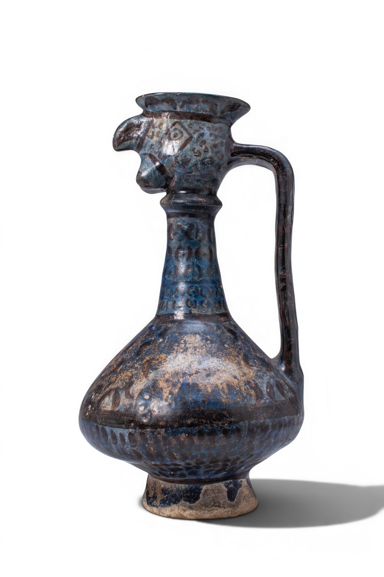 KASHAN GLAZED POTTERY EWER WITH BIRD-HEADED SPOUT (1 of 5)