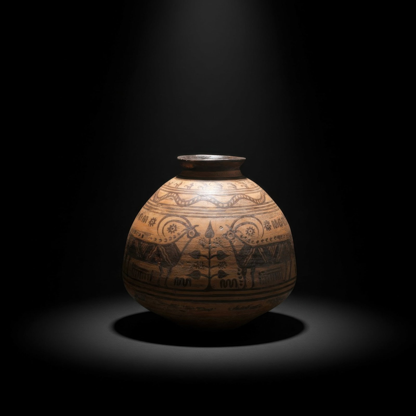 INDUS VALLEY TERRACOTTA JAR WITH IBEXES FLANKING TREES (1 of 7)
