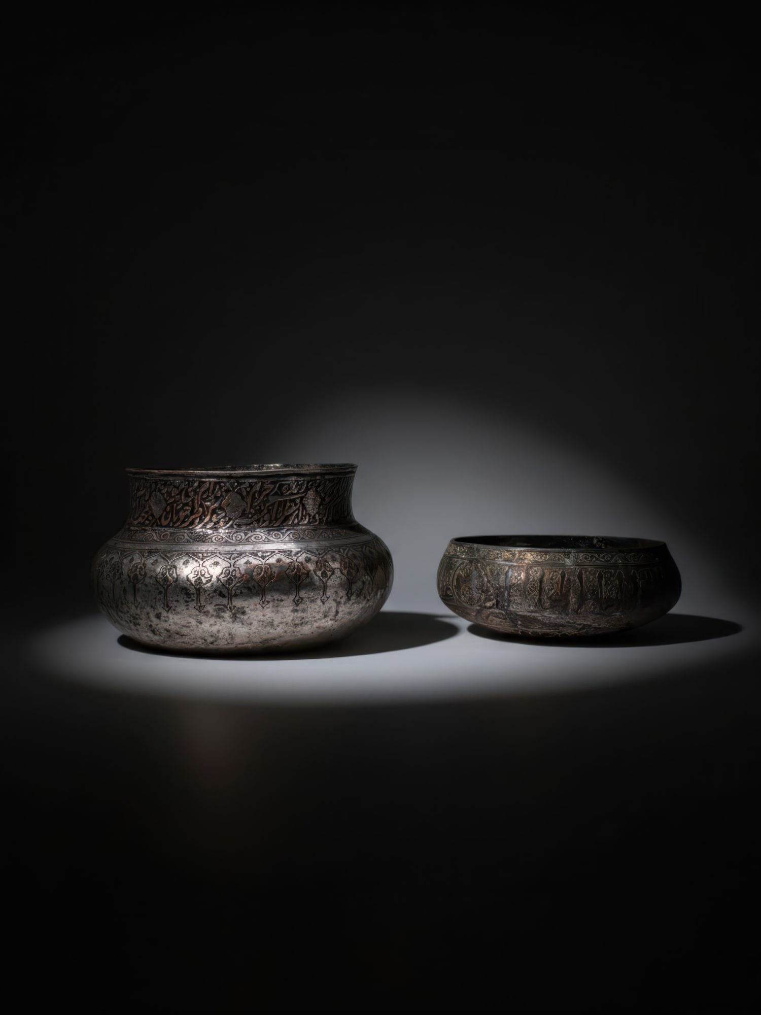 ISLAMIC TINNED COPPER VESSEL AND COPPER BOWL (1 of 5)