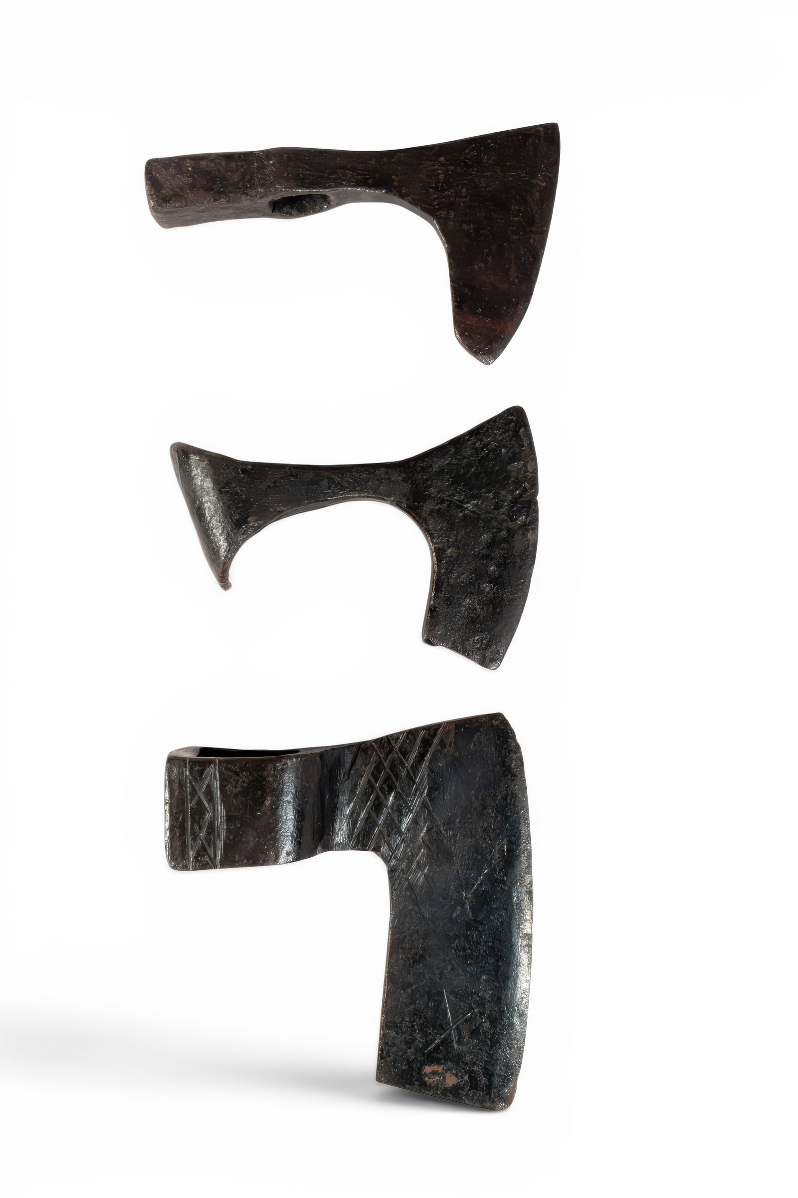 COLLECTION OF VIKING IRON AXE HEADS (1 of 3)