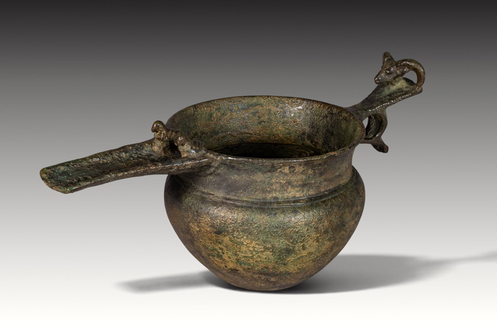 AMLASH BRONZE VESSEL WITH SPOUT AND ANIMAL-SHAPED HANDLE (1 of 7)