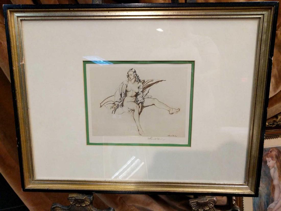 Russel Flint Artist's Proof Crayon Drawing 'Brunette" (1 of 5)