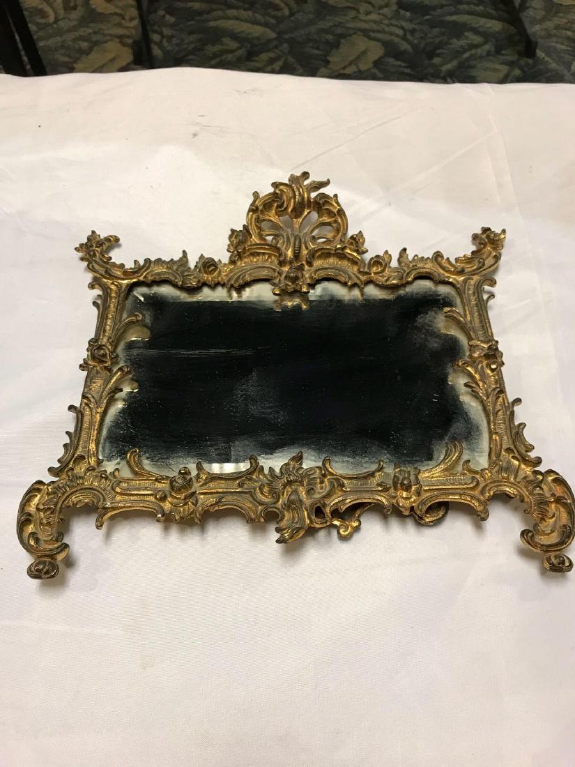 Early 1900's Gilt Brass Bronze Vanity Table Mirror (1 of 6)