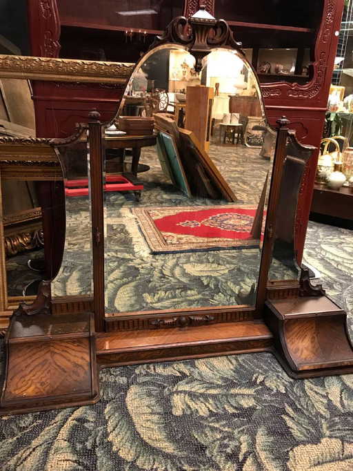 Antique Vanity Tri Fold Mirror - Antique Vanity Tri Fold Mirror