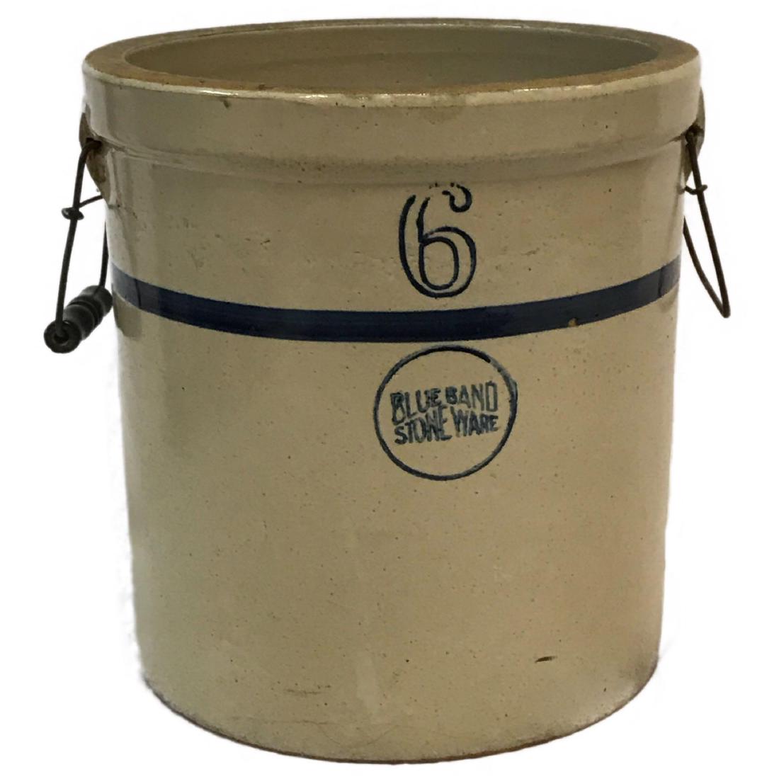 Blue Band Stoneware No. 6 Gallon Crock